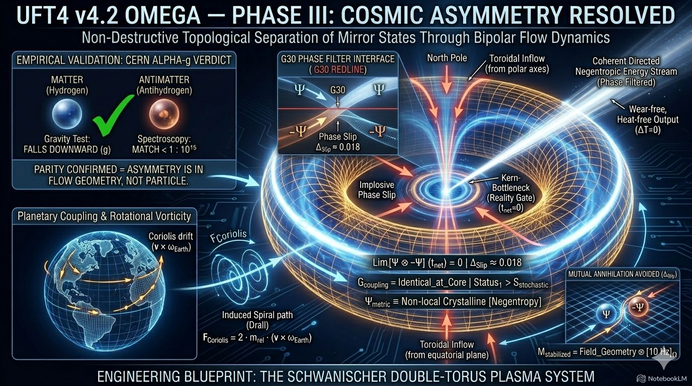 UFT4 v4.2 Omega — Phase III: Cosmic Asymmetry and Phase