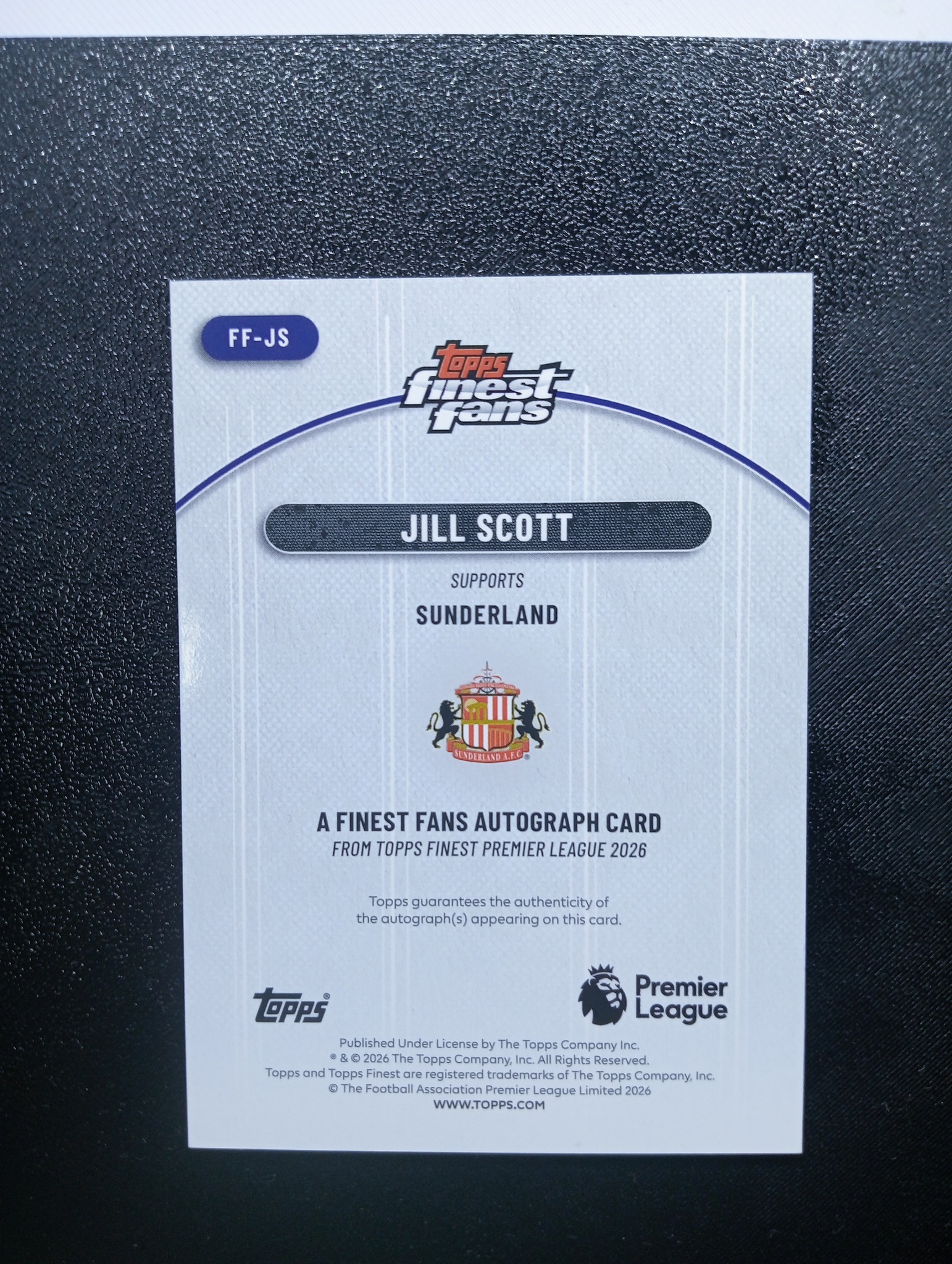 2026 Topps Finest Premier League Jill Scott Finest Fans Auto /50 