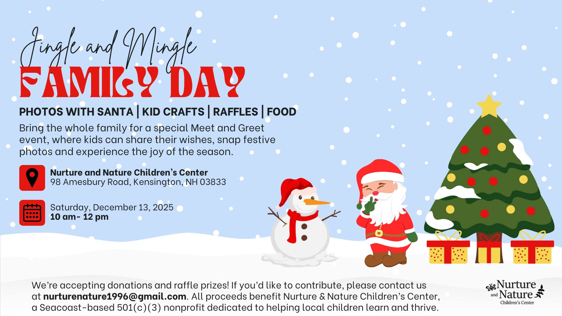 Holiday Family Day - Photos with Santa, Kid Crafts, Raffles, Food