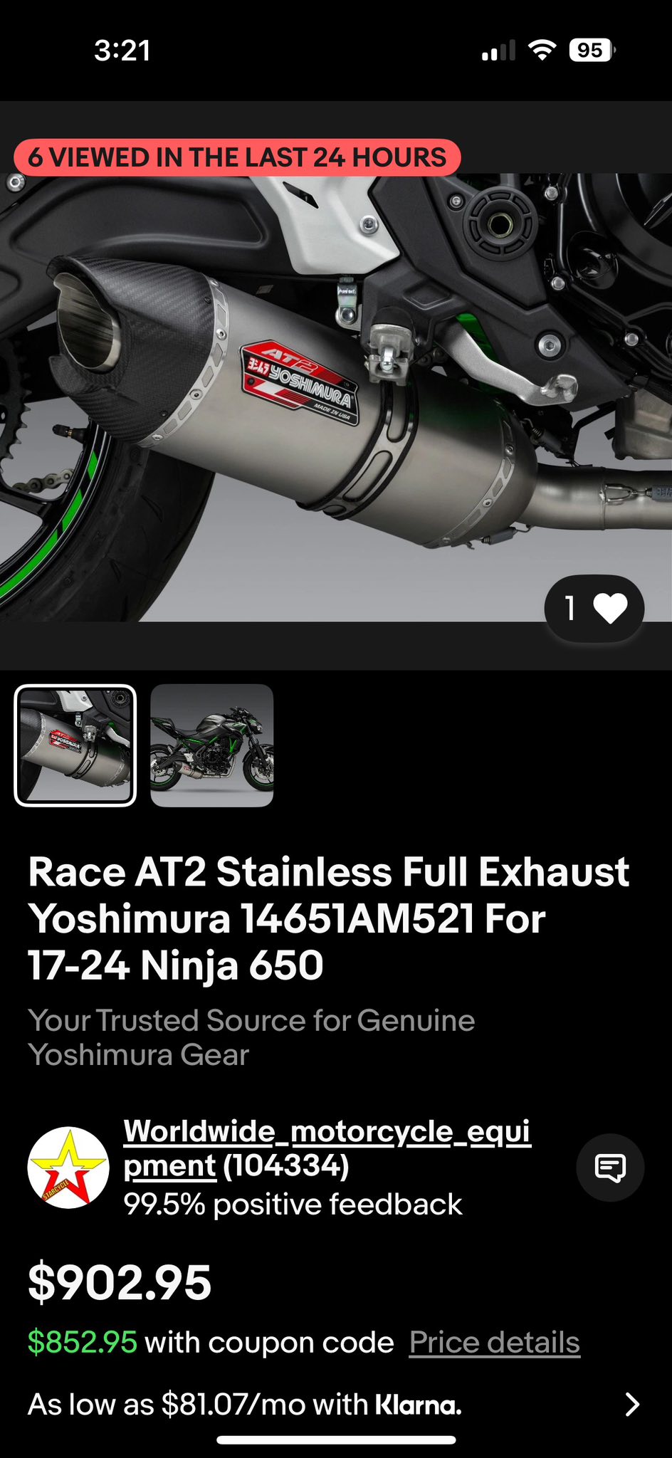 Ninja 650 exhaust system for sale