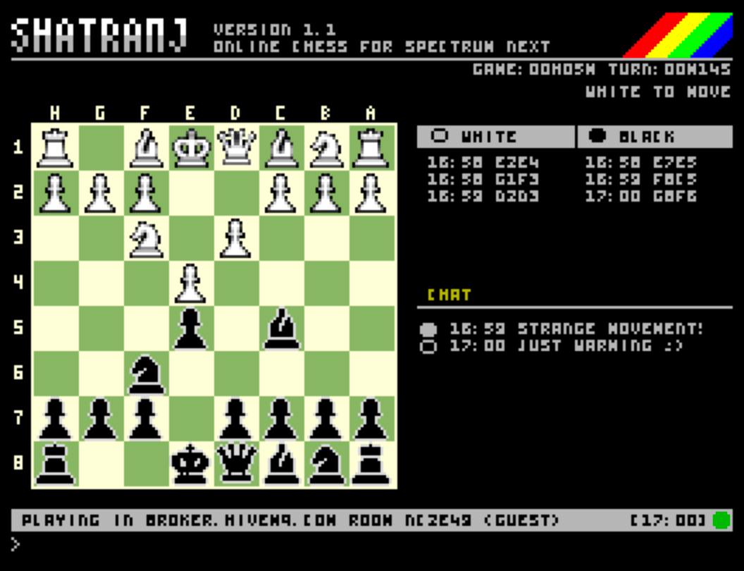 チェス Shatranj 1.1 chess game for ZX Spectrum Next released