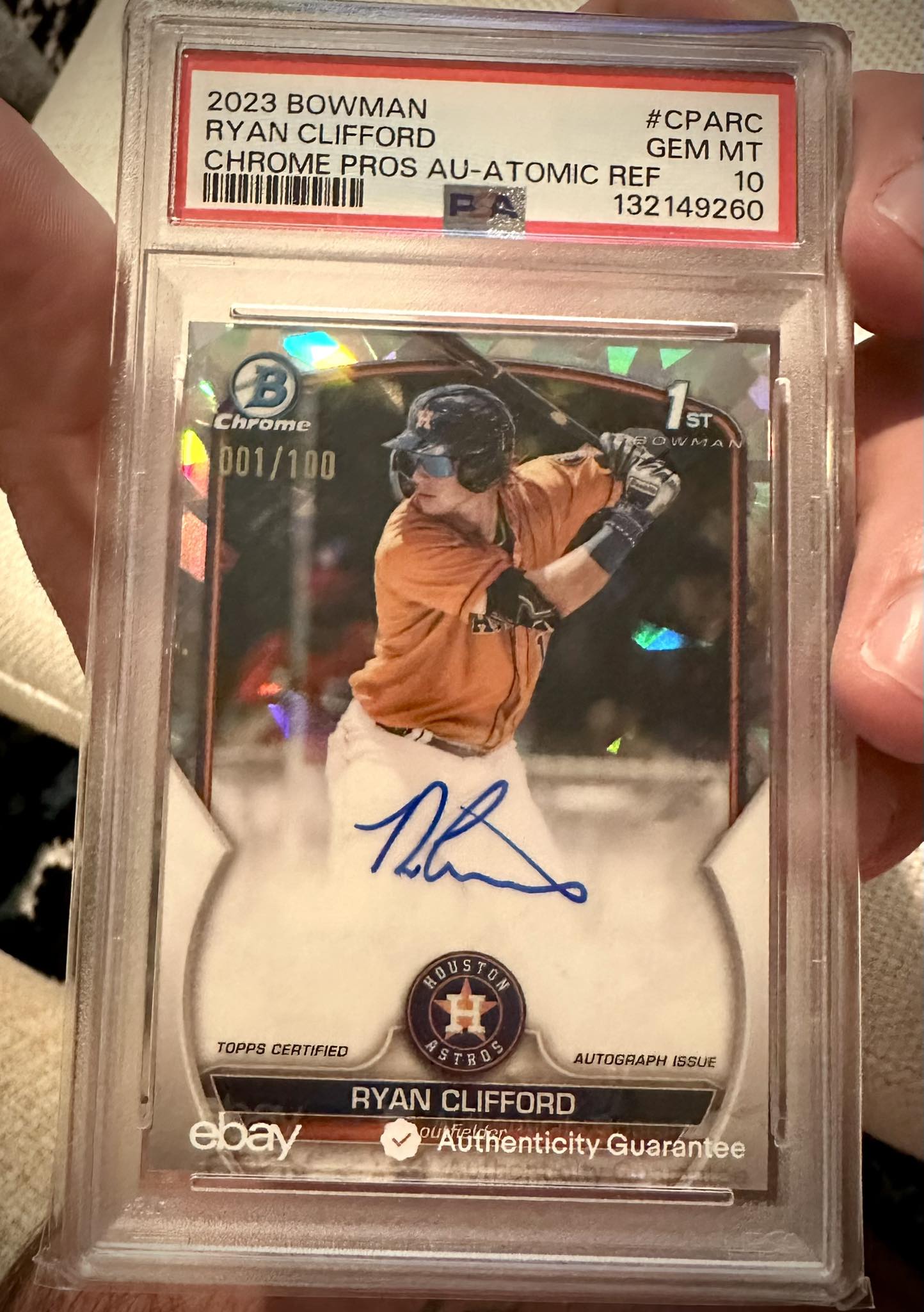 2023 Bowman Chrome Pros AU-Atomic Refractor Ryan Clifford sports card