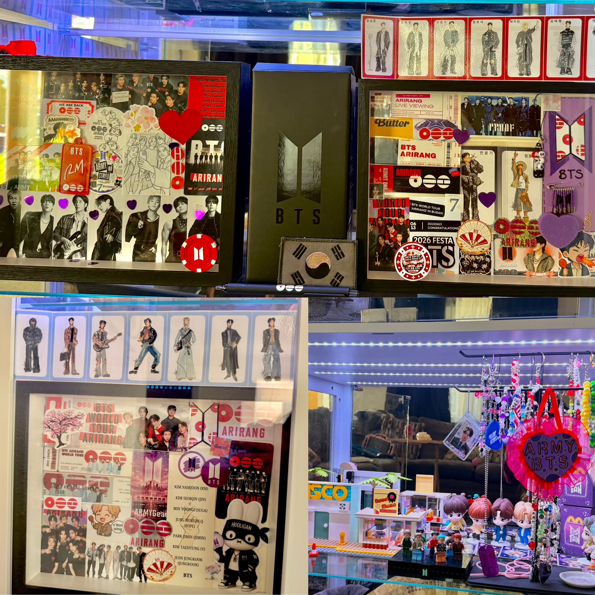 BTS fan creates shadowboxes and picture frame for tour freebies