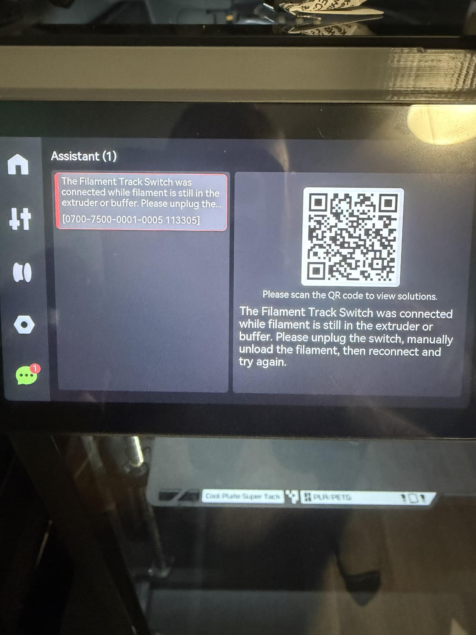 Filament track switch error on Bambu Lab X2D?