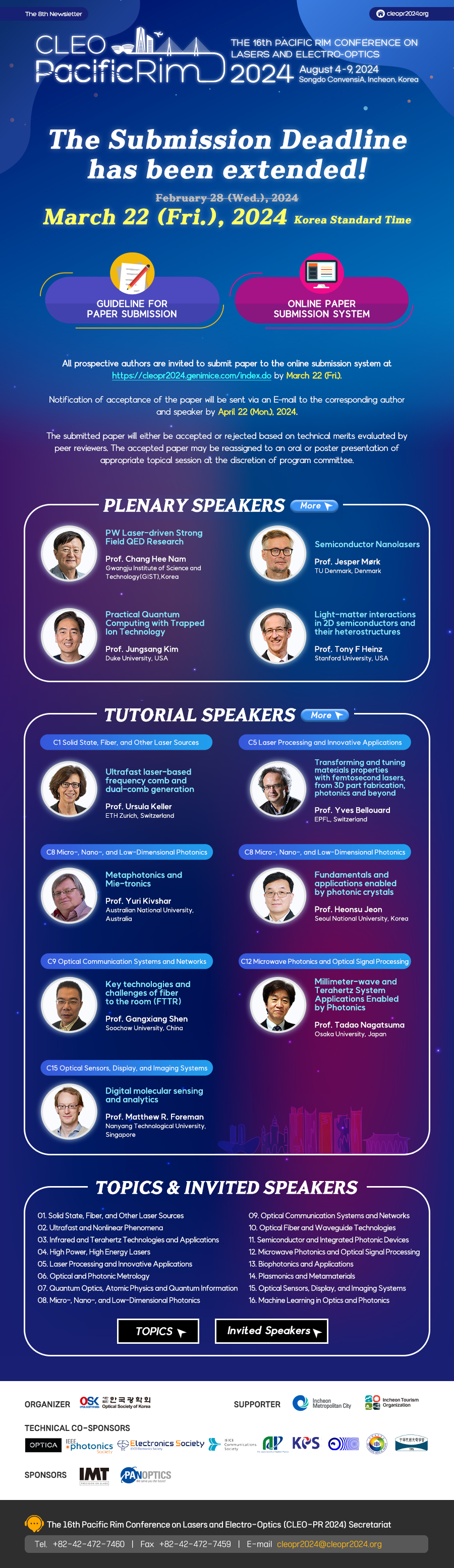 The 16th Pacific Rim Conference on Lasers and Electro-Optics Cleo-Pr ...