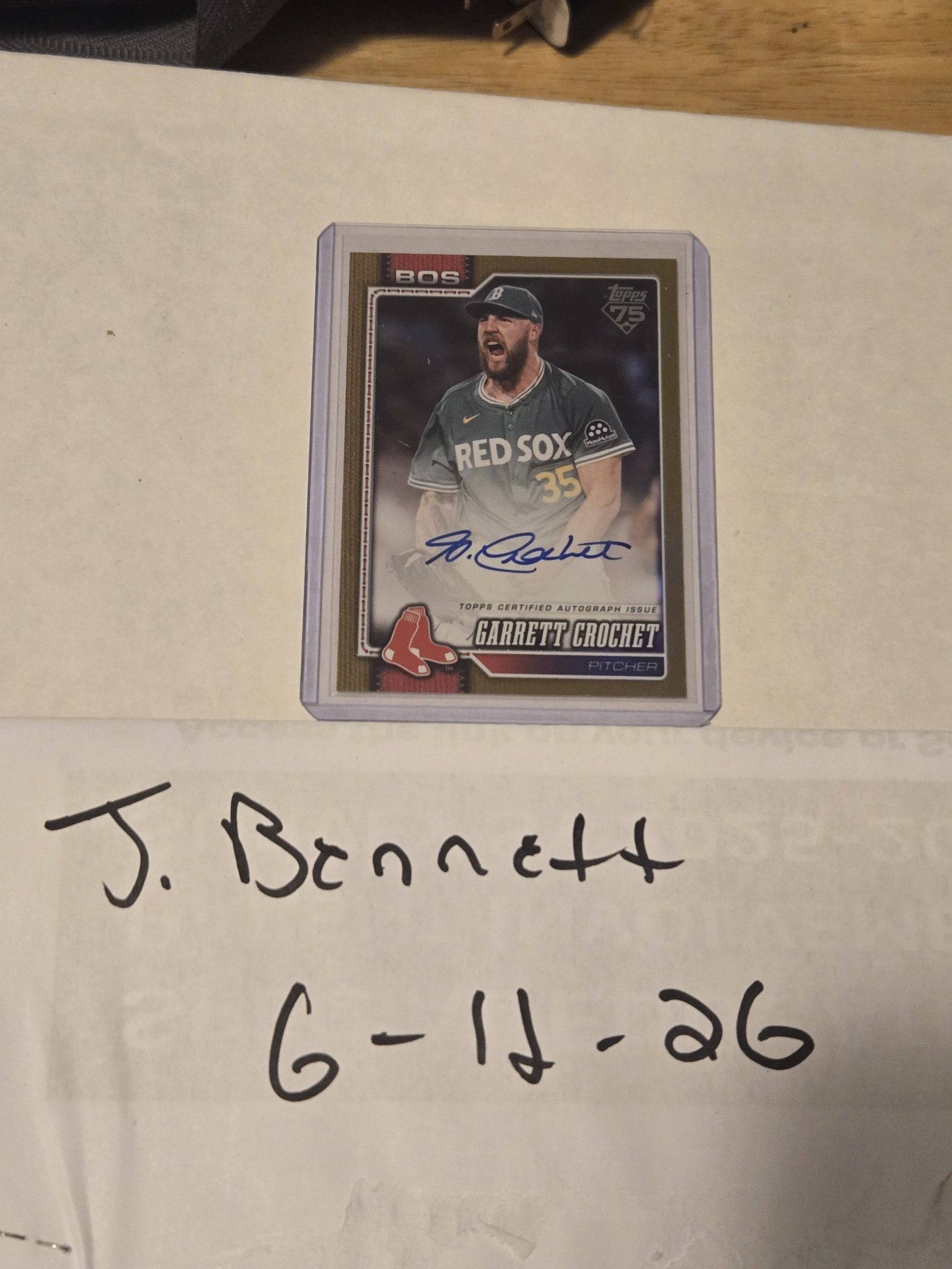 This Garrett Crochet autograph card could be yours! To Enter
