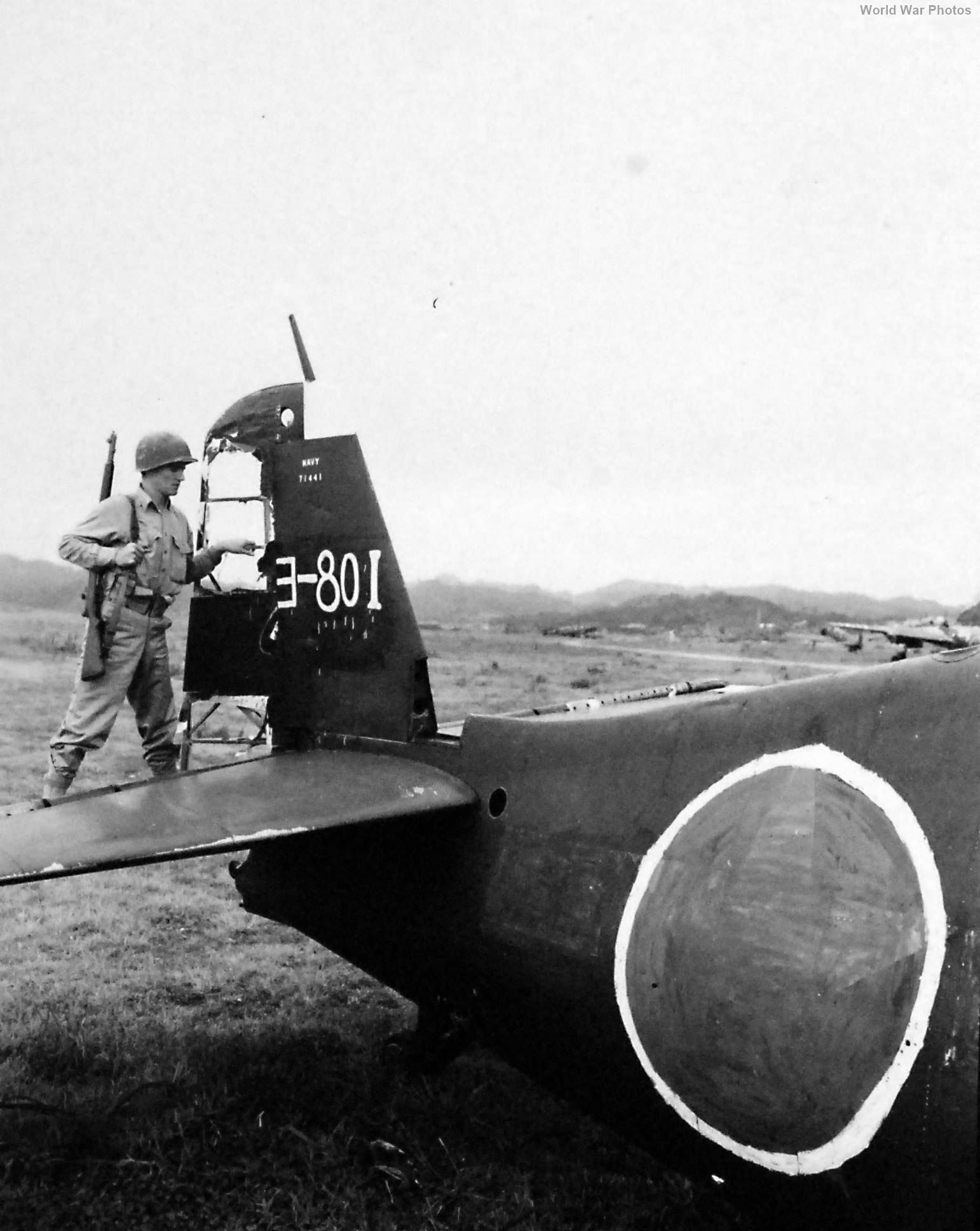 Wrecked Grumman Hellcat with Japanese insignia found in Japan 1945
