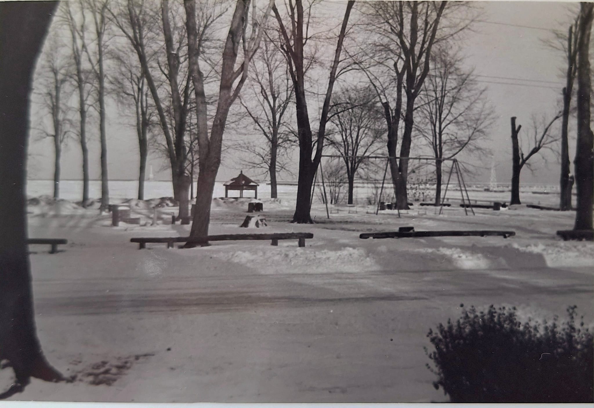 Girls playing on a swing in the Lake Meadows playground in 1960