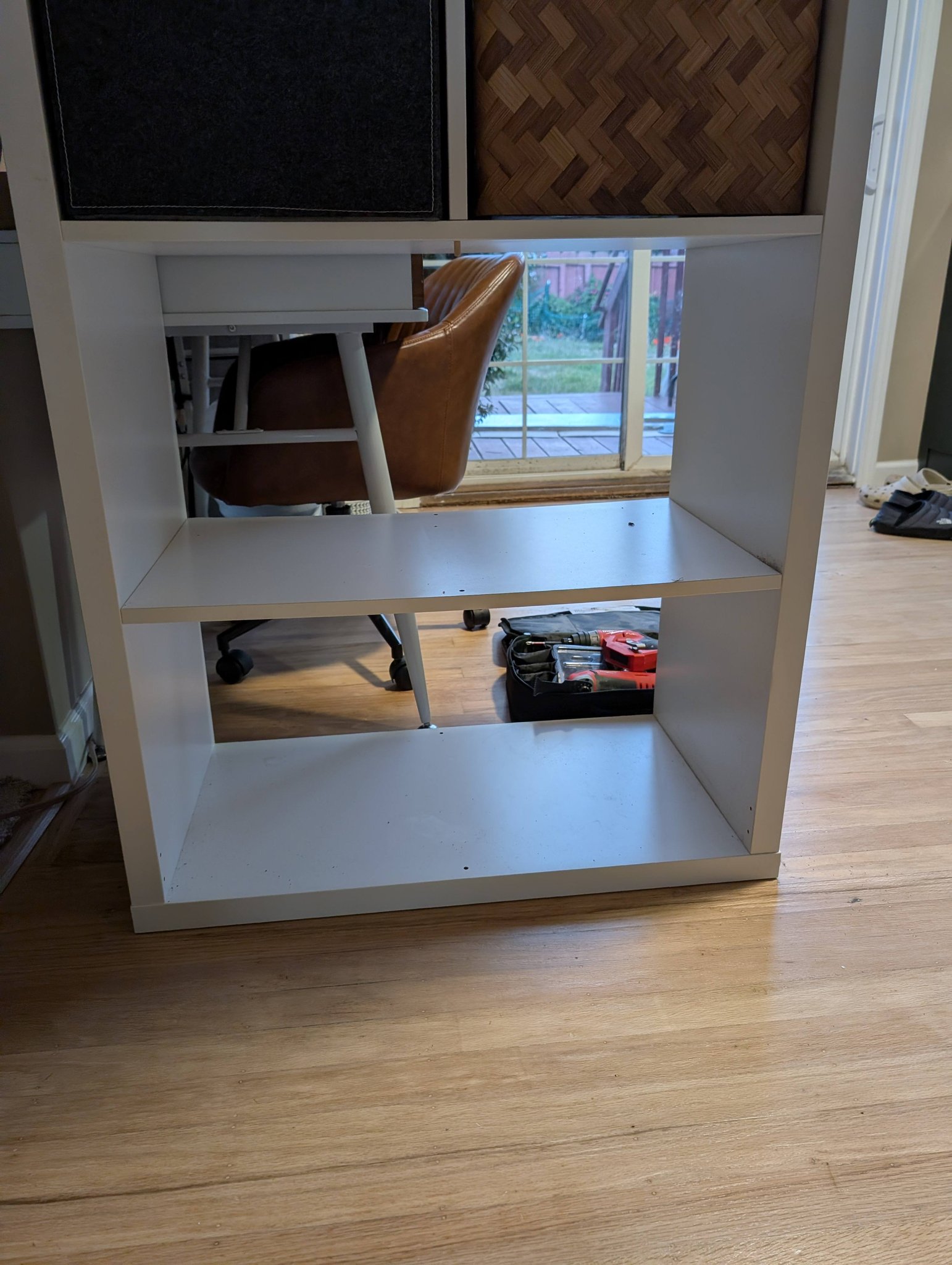 Free IKEA Kallax 2x3 shelving unit and storage bins in Paradise Valley, South San Francisco