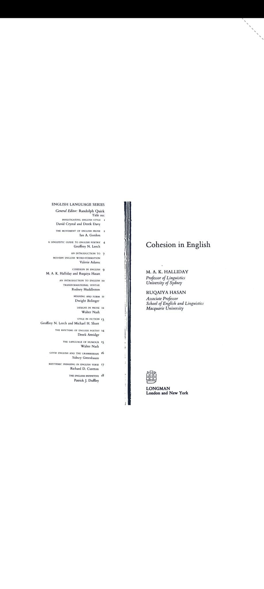 COHESION IN ENGLISH By: M. A. K. Halliday and Ruqaiya Hasan PDF