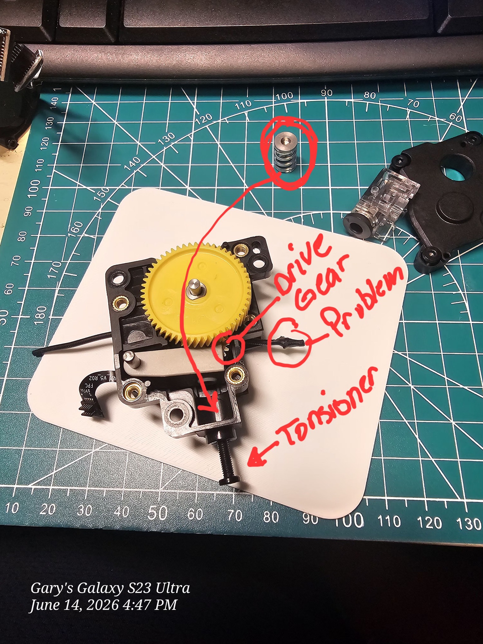 Bambu Lab P1S filament jam fix by releasing spring tension on 