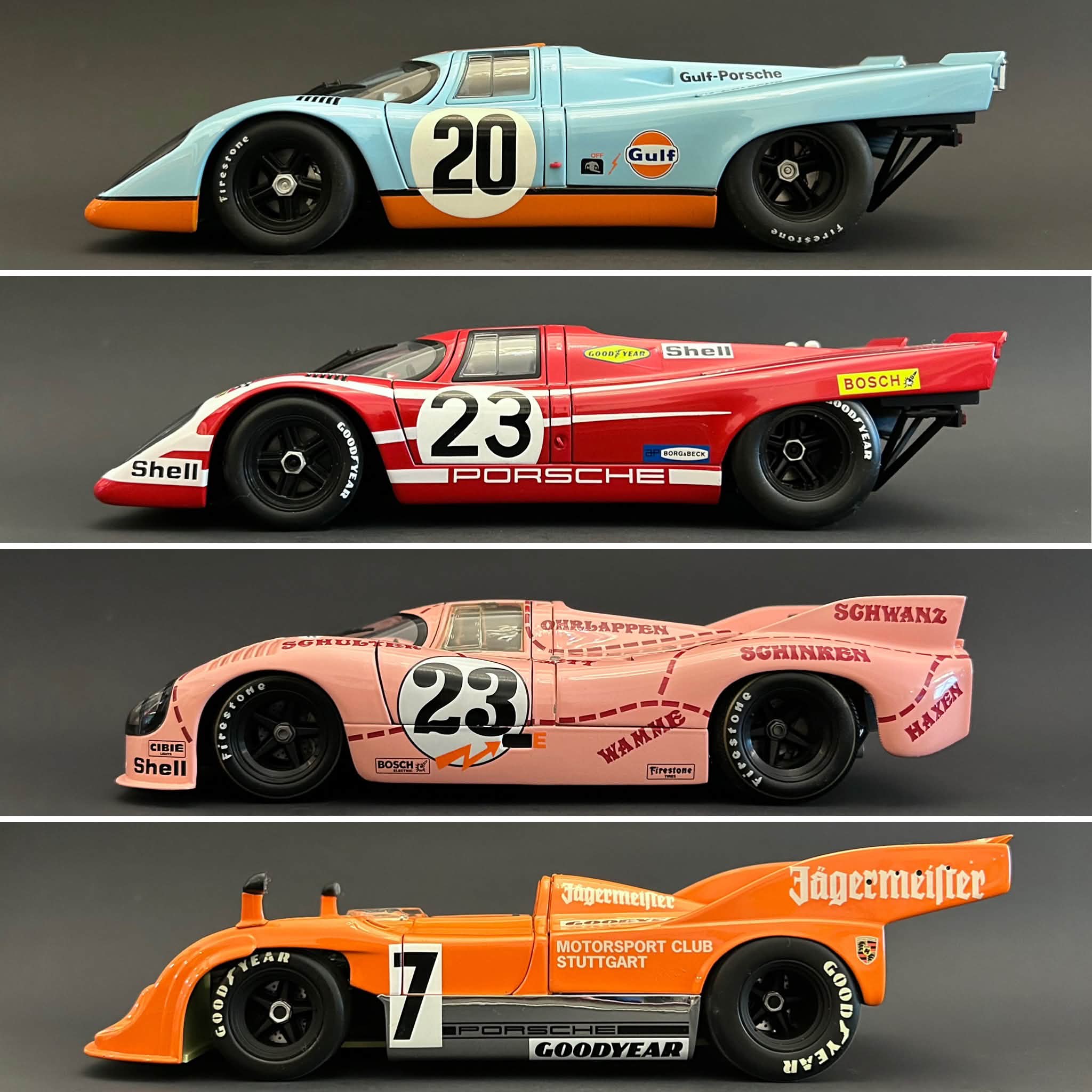 Porsche 917 diecast models in 1:18 scale