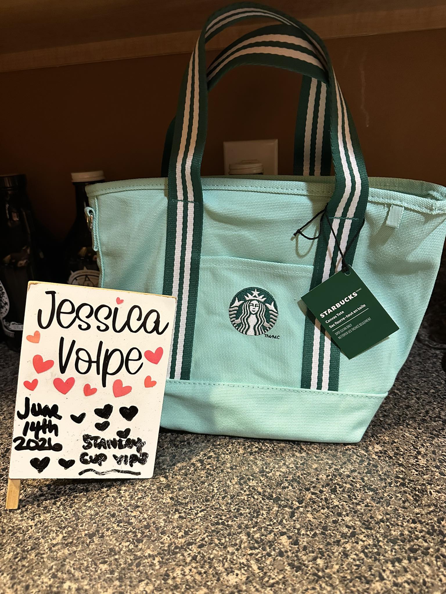 Mint green Starbucks tote bag for sale