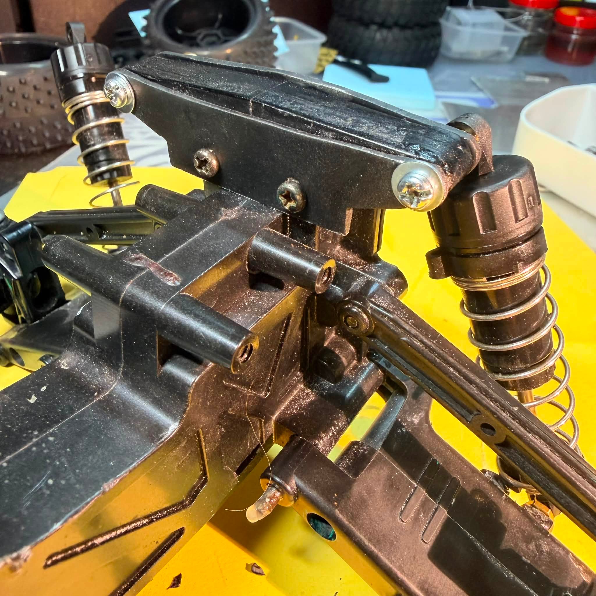 DIY Aluminum Shock Tower Braces for Tamiya Mud Blaster 2