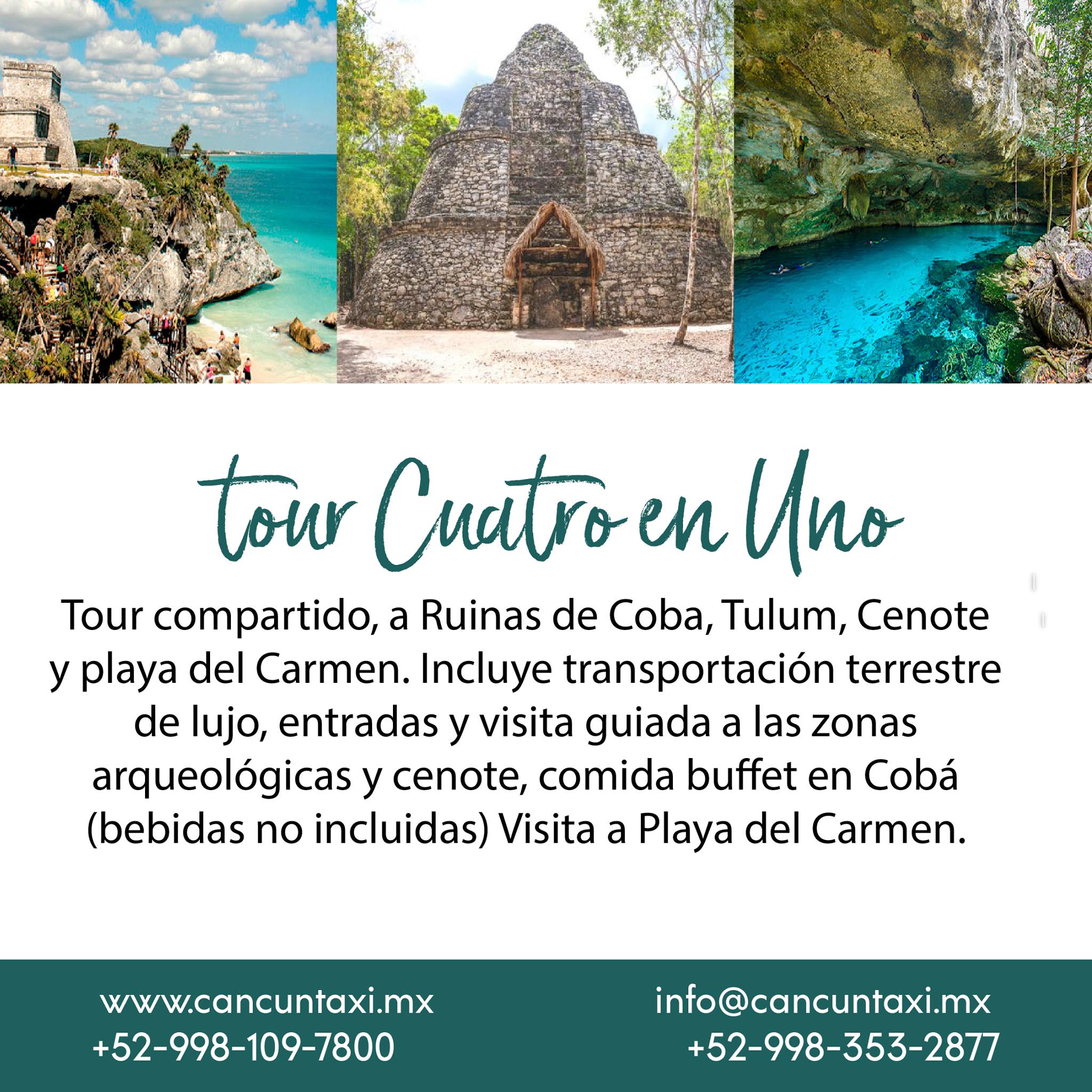 Tour cuatro en uno Tulum Coba Cenote Playa | Cancún