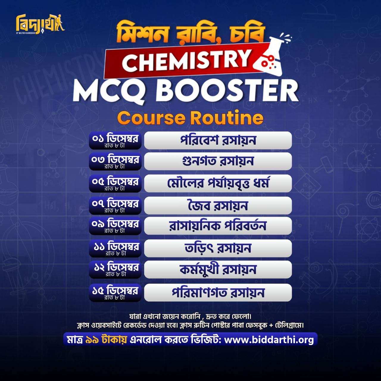Breaking Chemistry By HEISENBERG | আজকে মিশন রাবি চবির ১ম ক্লাস। | Facebook
