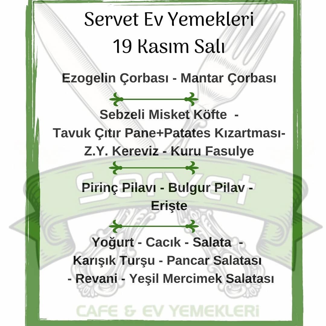 haftalik menumuz afiyet olsun servet ev yemekleri facebook