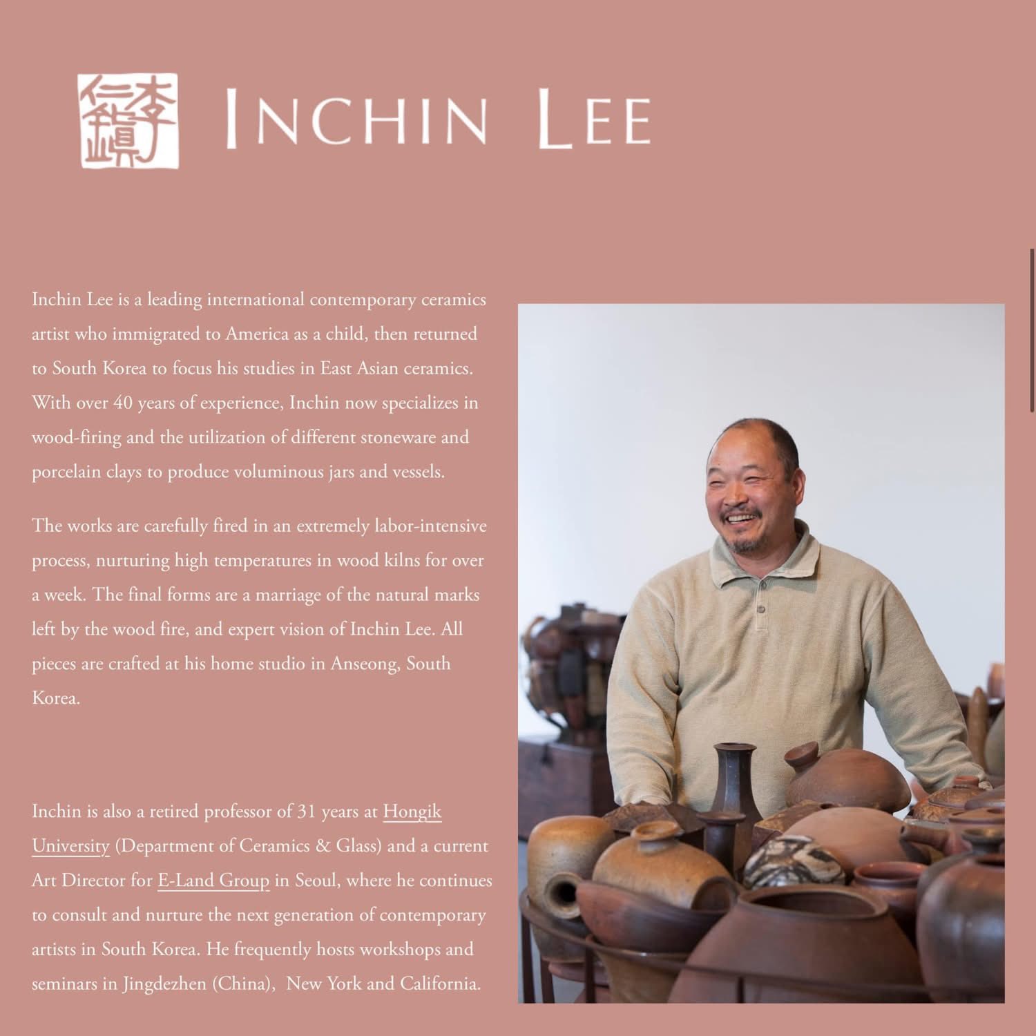 Inchin Lee South Korea “Organic Voluminous Vessels & Collecting 
