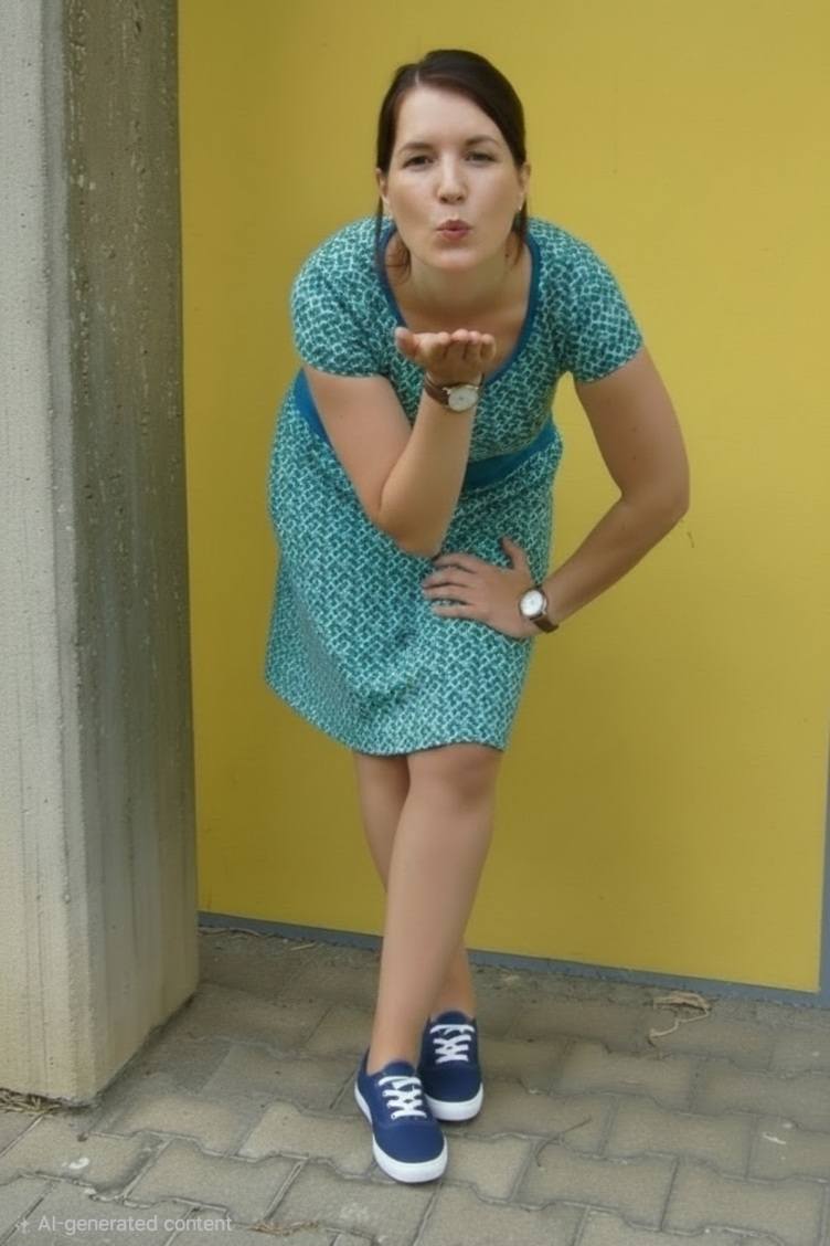 Navy Keds and green dress outfit