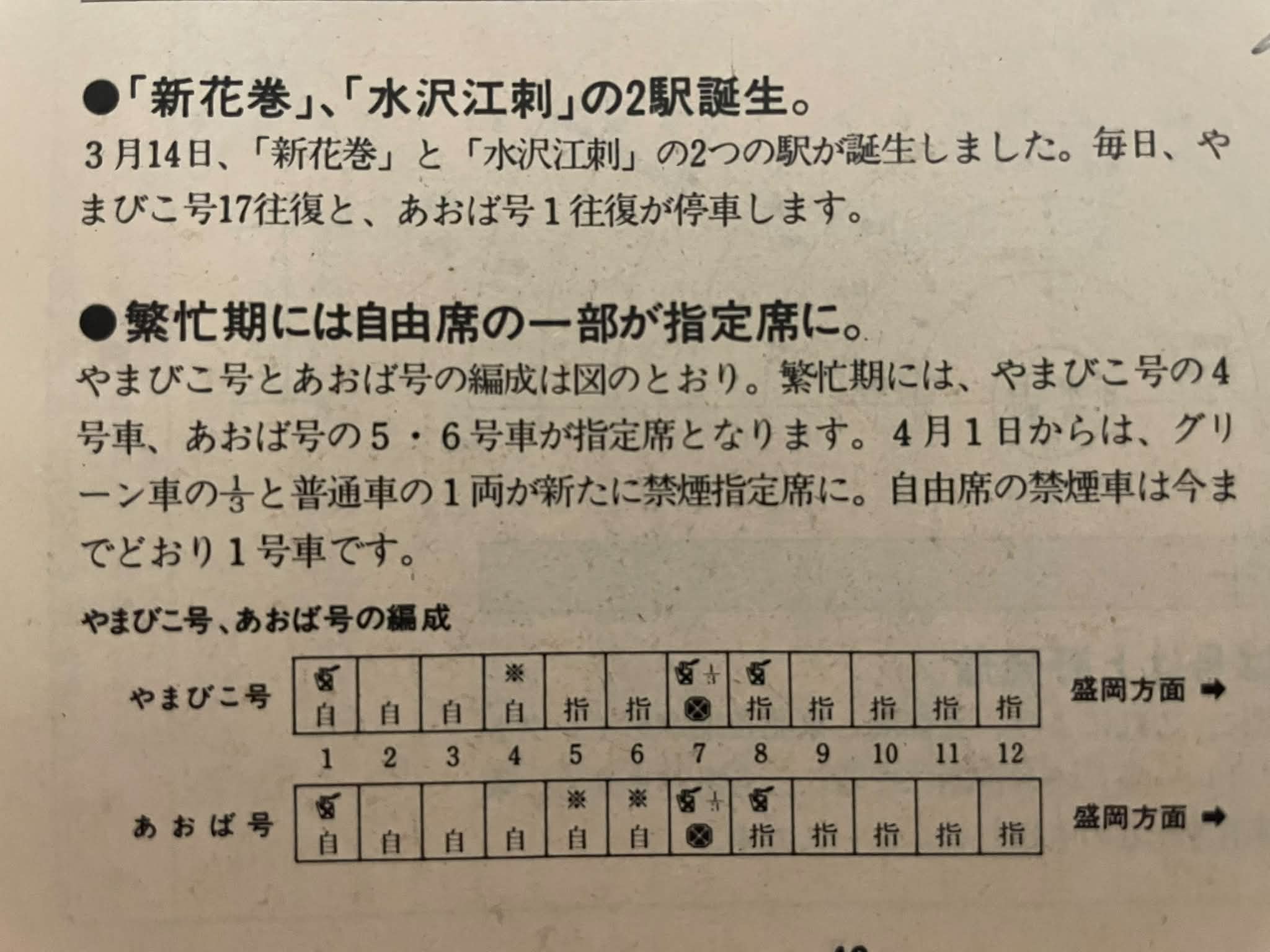 昭和60年4月1日より、国鉄の禁煙車は座席指定車に拡大。 両数の少ない