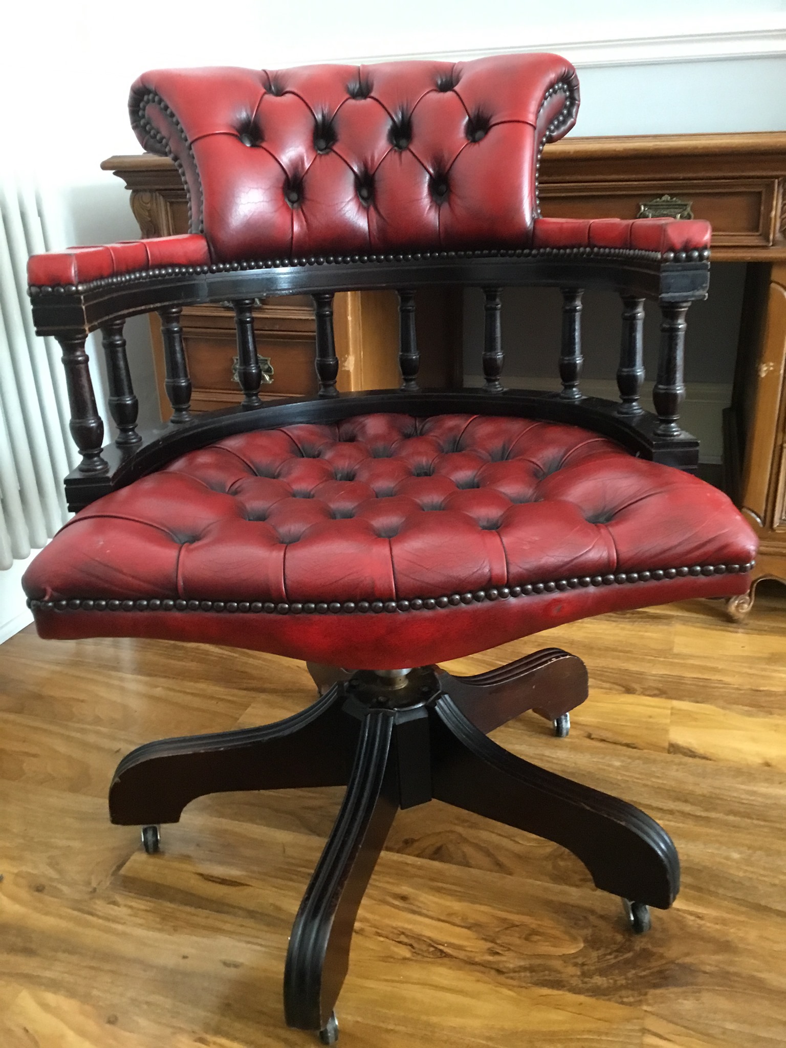 Large Leather top desk and Leather Captains Swivel Chair - Furniture ...