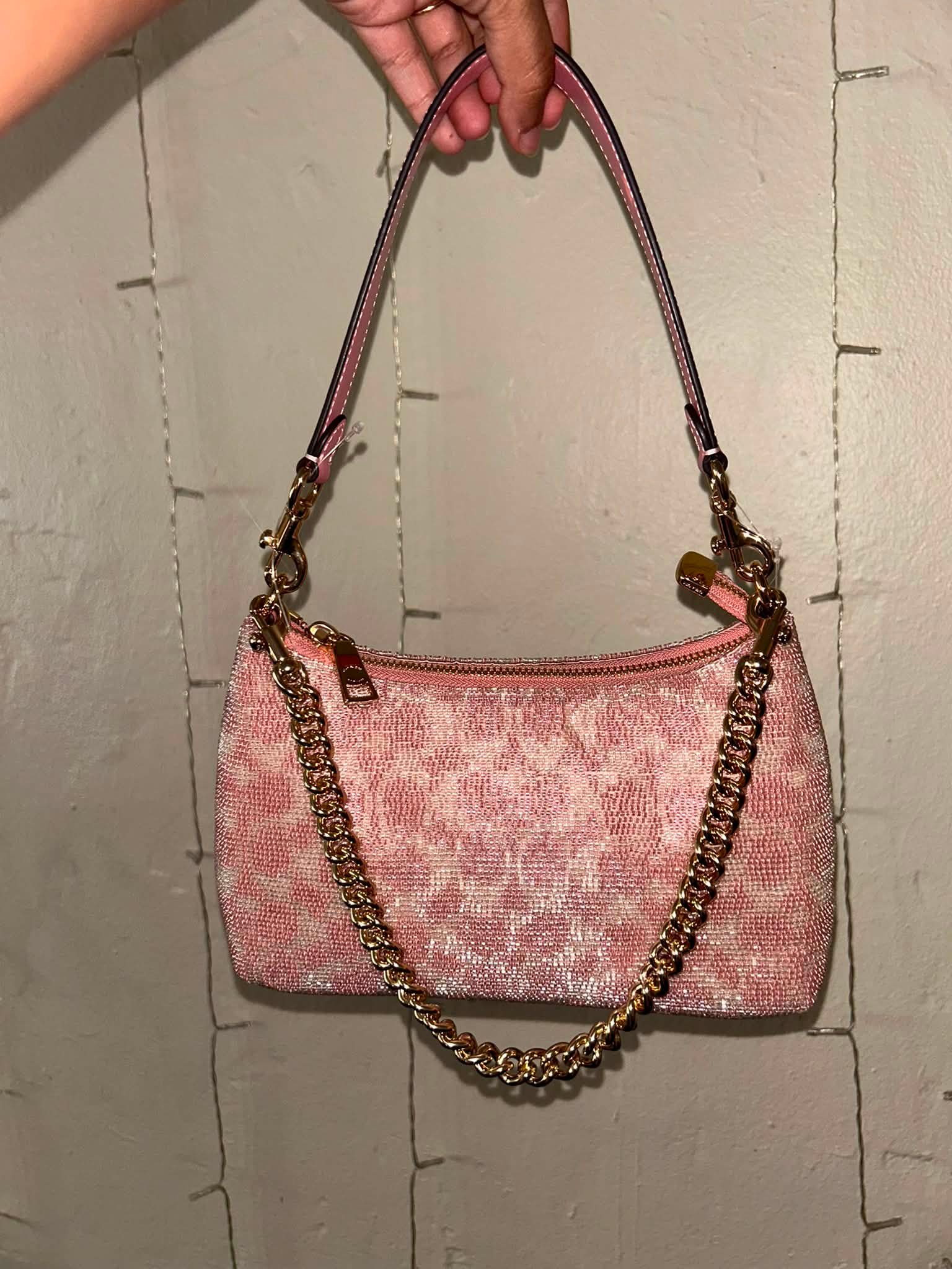 COACH Teri Pink Cherry One Shoulder Y2K Pink beaded Teri shoulder 