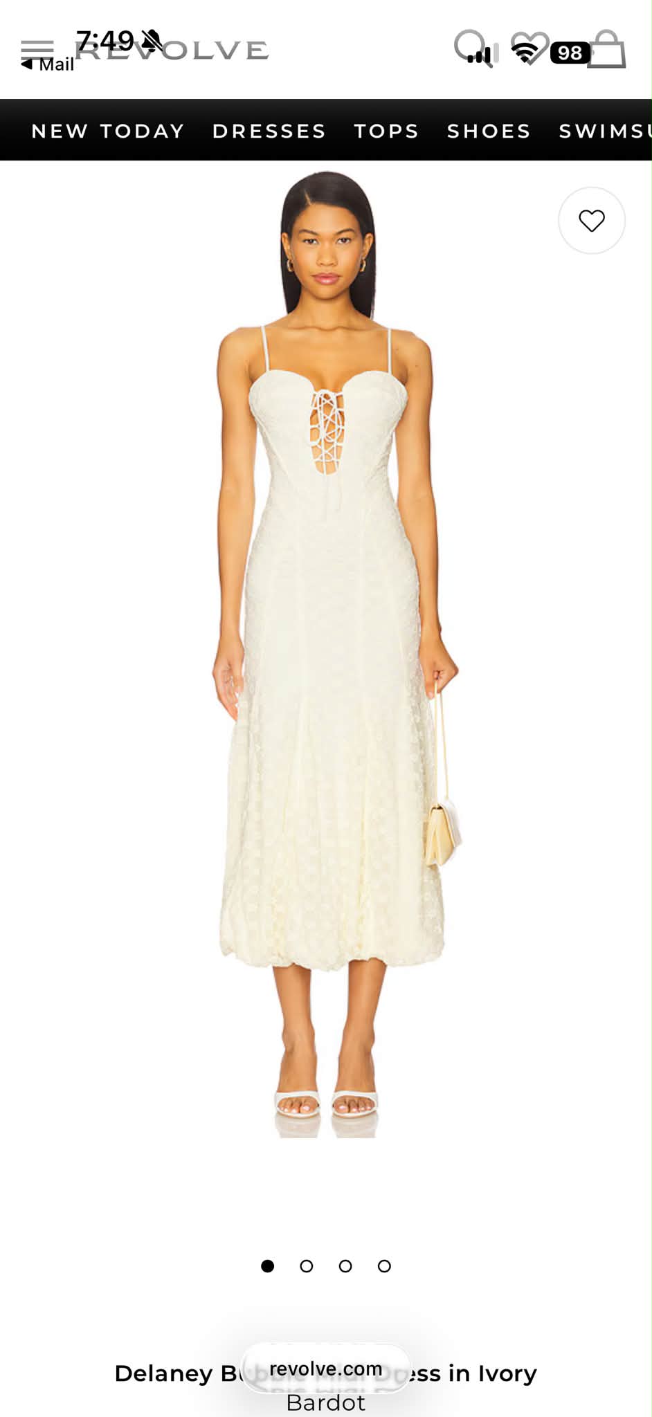 ivory dress with blue shoes Balbot lace bubble dress, size Large, for sale onmodel_yes