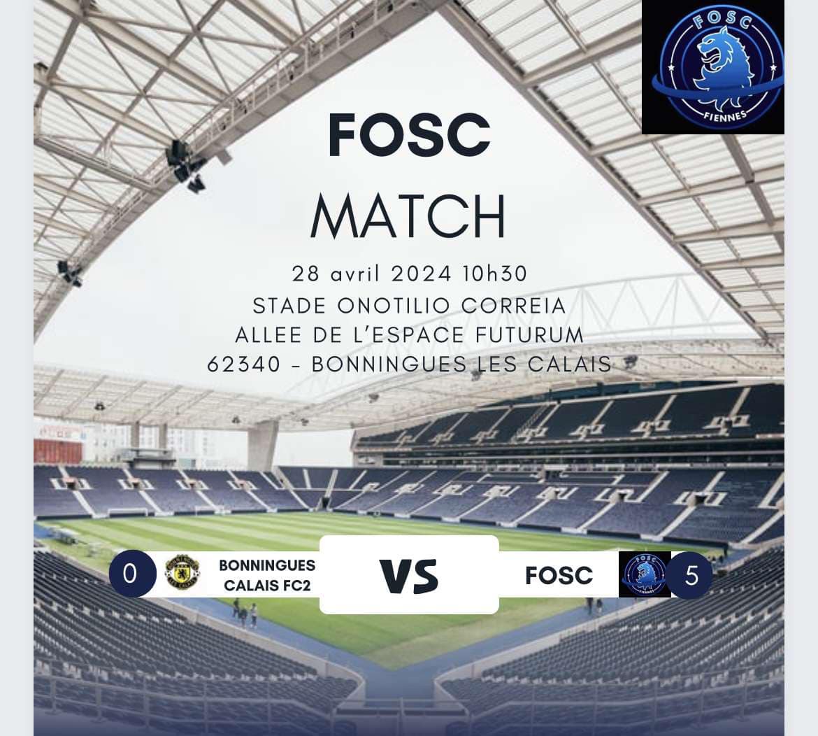 FOSC Fiennes - 📢 RÉSULTAT DU MATCH 🏟️⚽ Cher supporters du... | Facebook