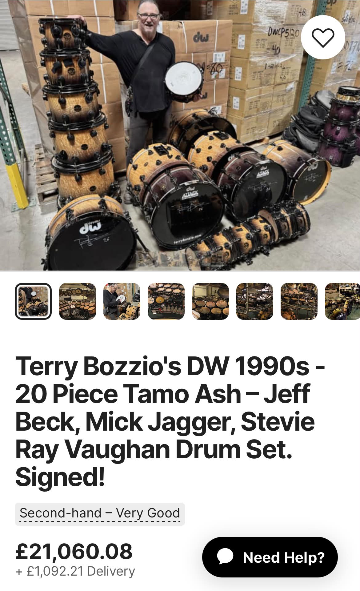 Terry Bozzio's signed DW drum set for sale