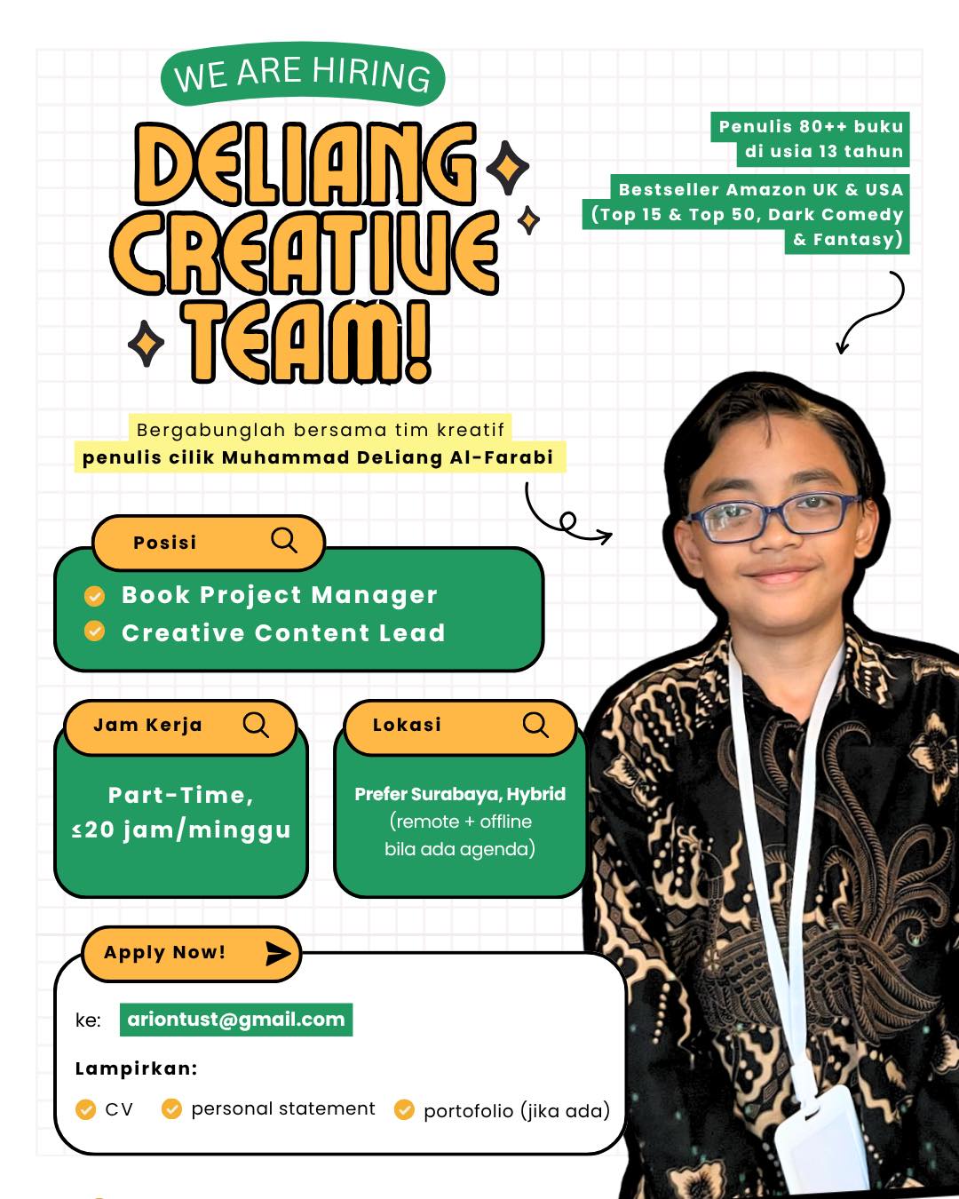 Ario Muhammad - 🌟 *WE ARE HIRING – DELIANG CREATIVE... | Facebook