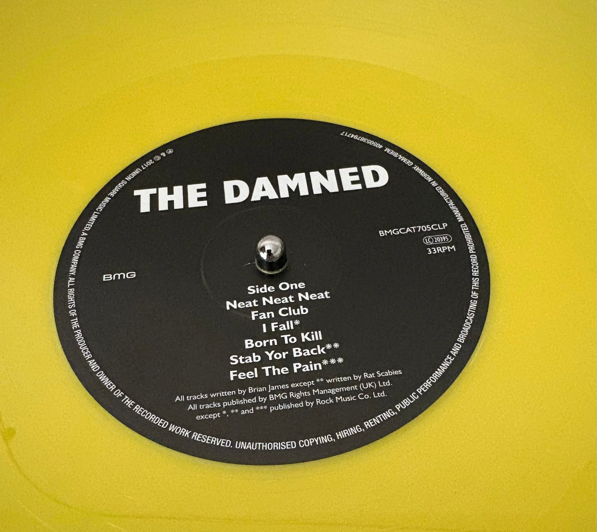 The Damned 2017 yellow vinyl repress