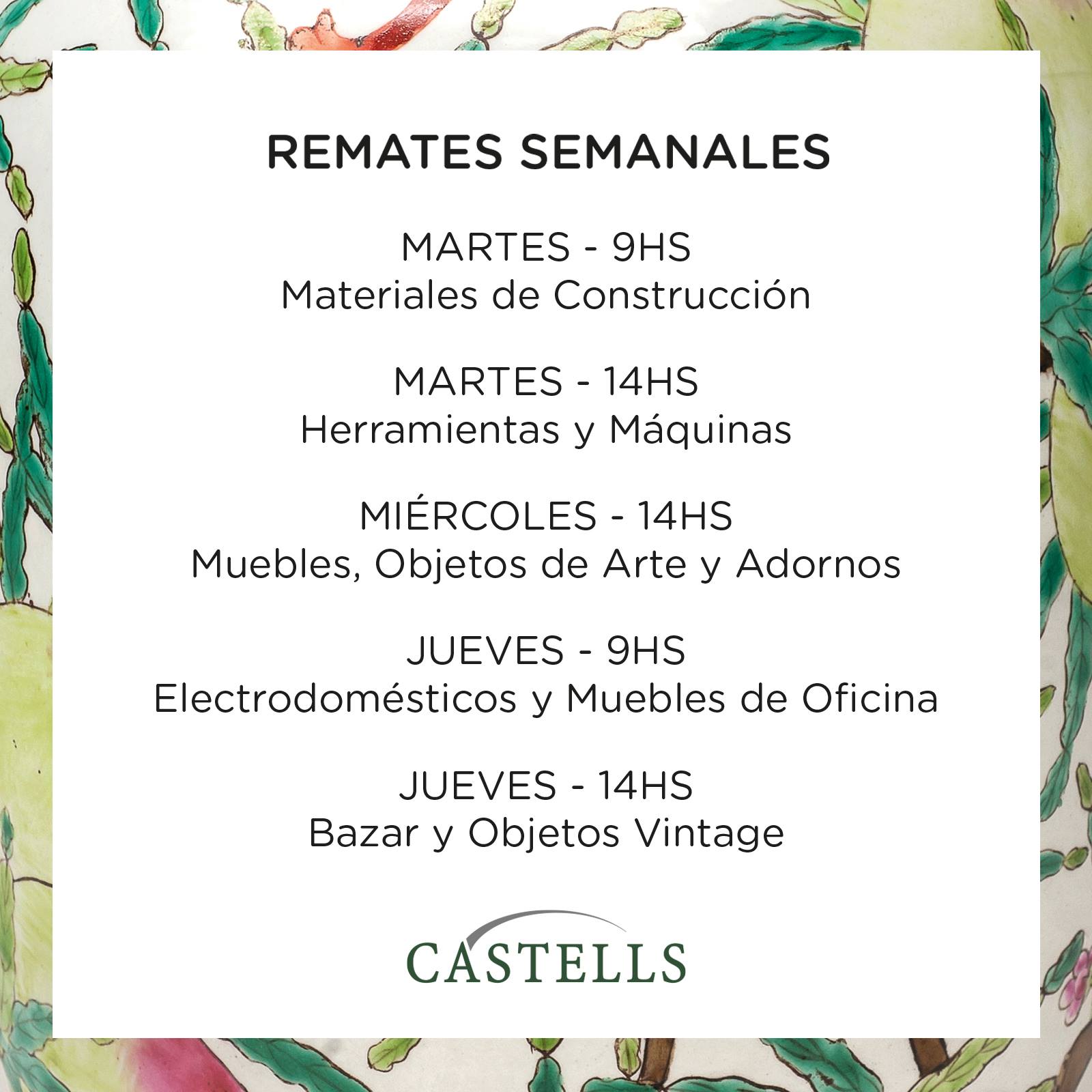 Castells - Estos son nuestros días y horarios de REMATES... | Facebook