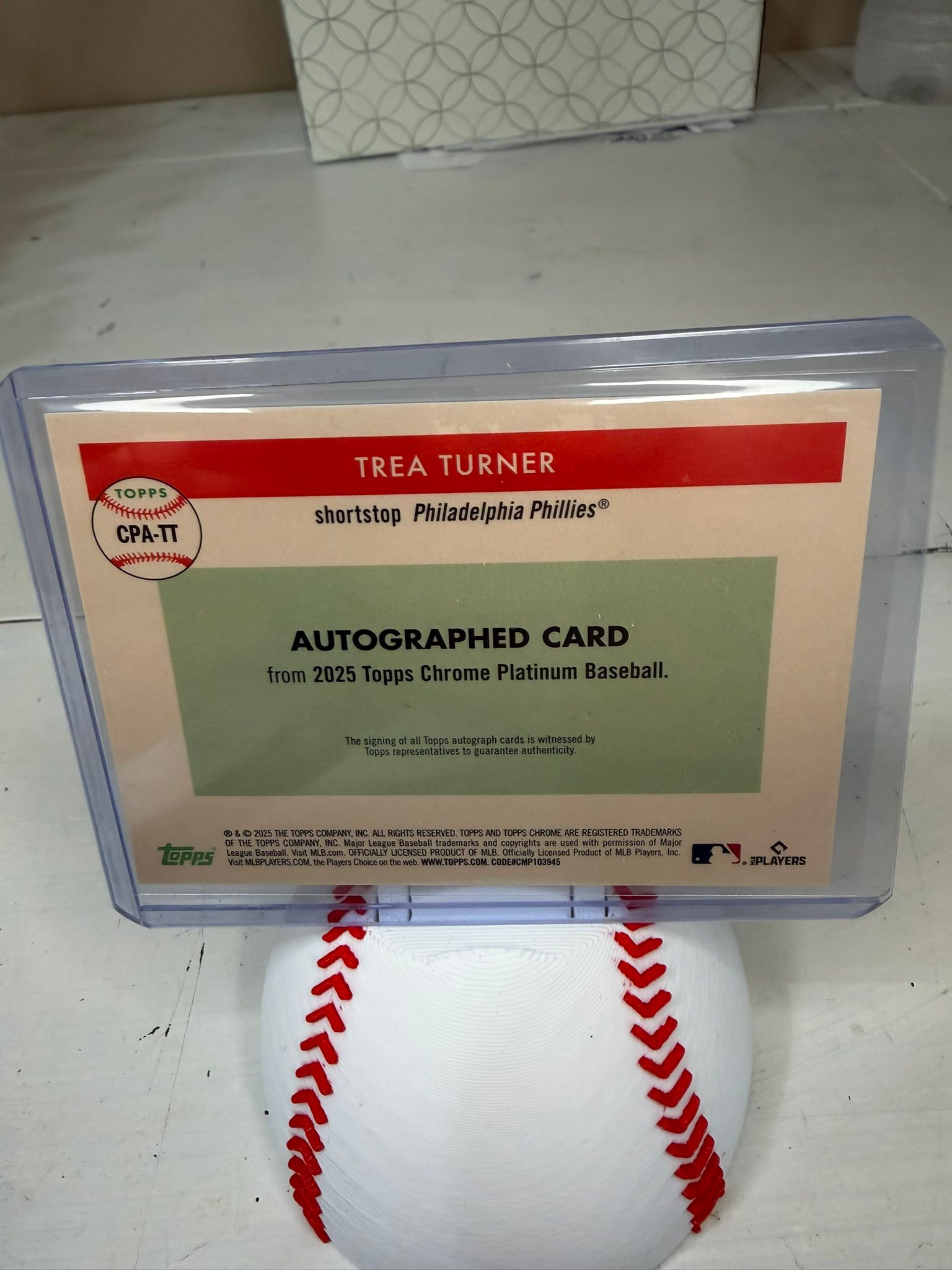 Trea Turner autographed baseball card auction
