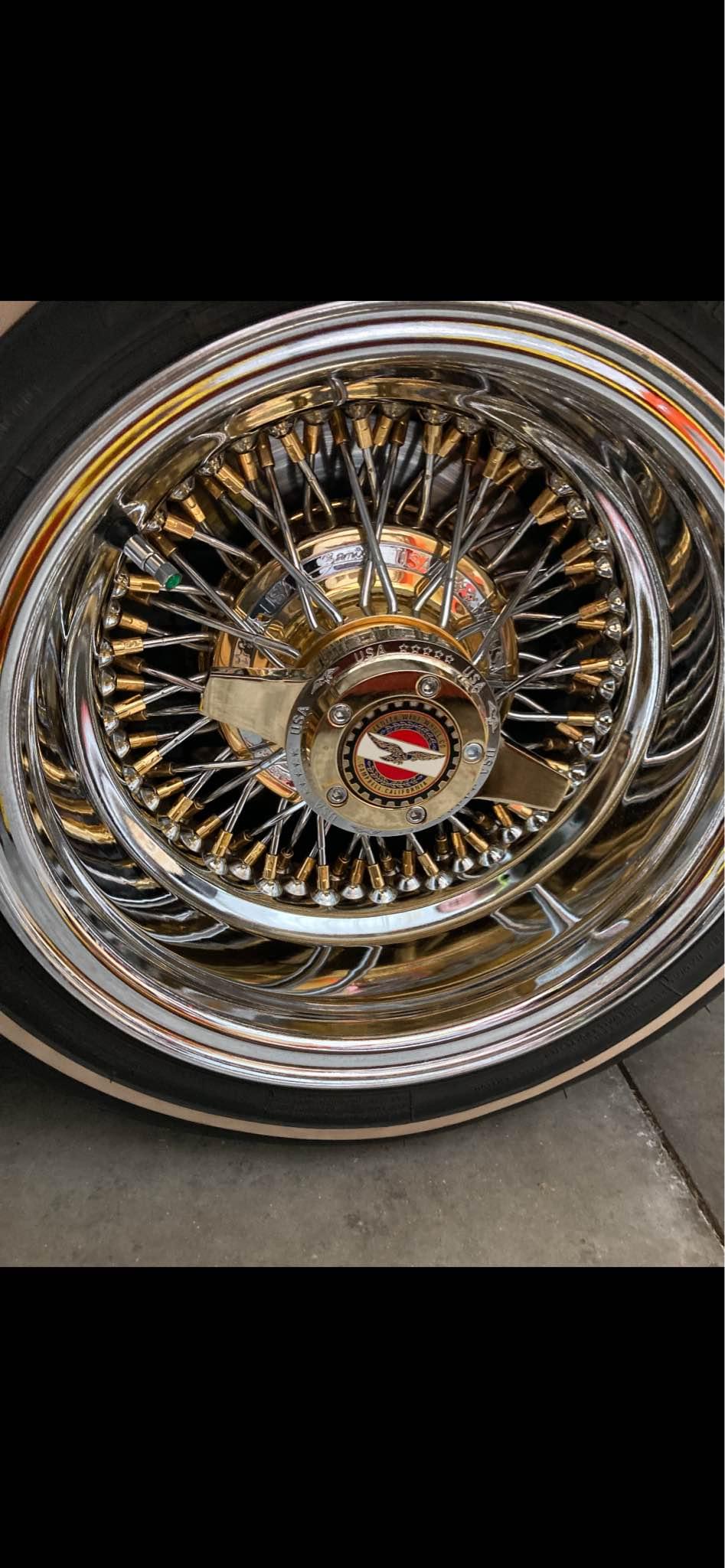 3 Bar Swept Chrome Knock Off Spinner Caps for Lowrider Wheels, Set of 4