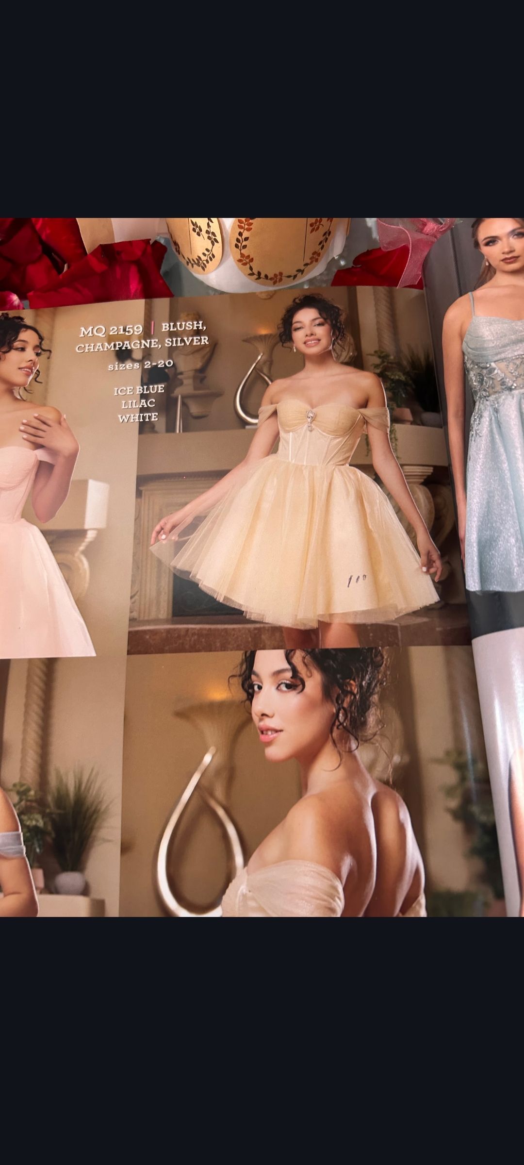 champagne dress rental Where to buy or rent MQ 2159 in size 10/12? autumnave Made from elegant satin Girls & Tween Dresses Corset dress Color:Navy Blue Polka Dots