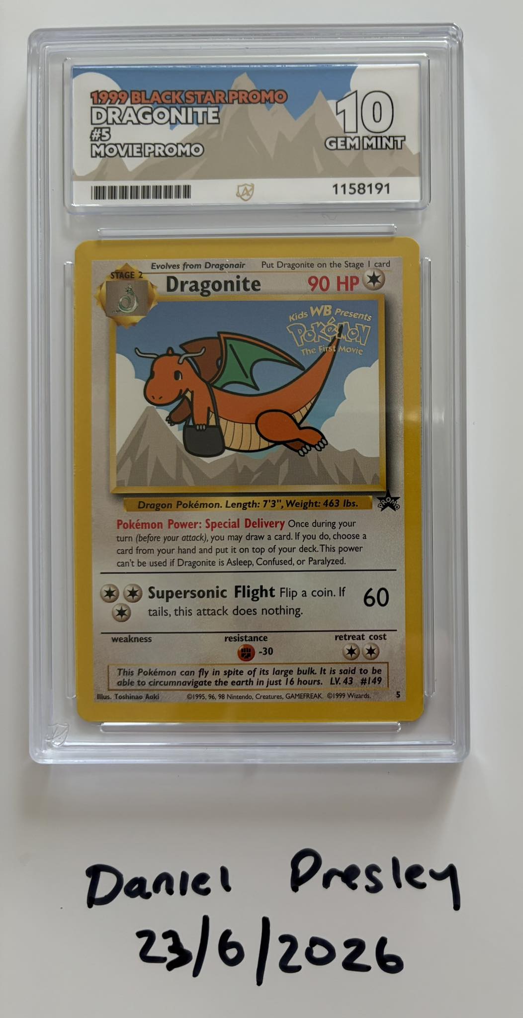 dragonite pokemon the first movie card SEALED WB Black Star Promo Set #5 Preserved in a tamper Wizards Of The Coast |