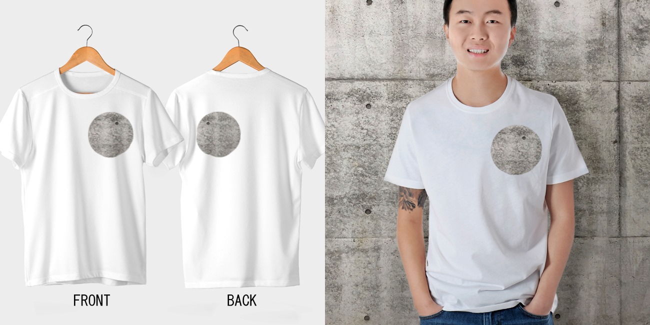 Design - + + + 心に穴が空いたように見えるTシャツ コンクリート壁の 
