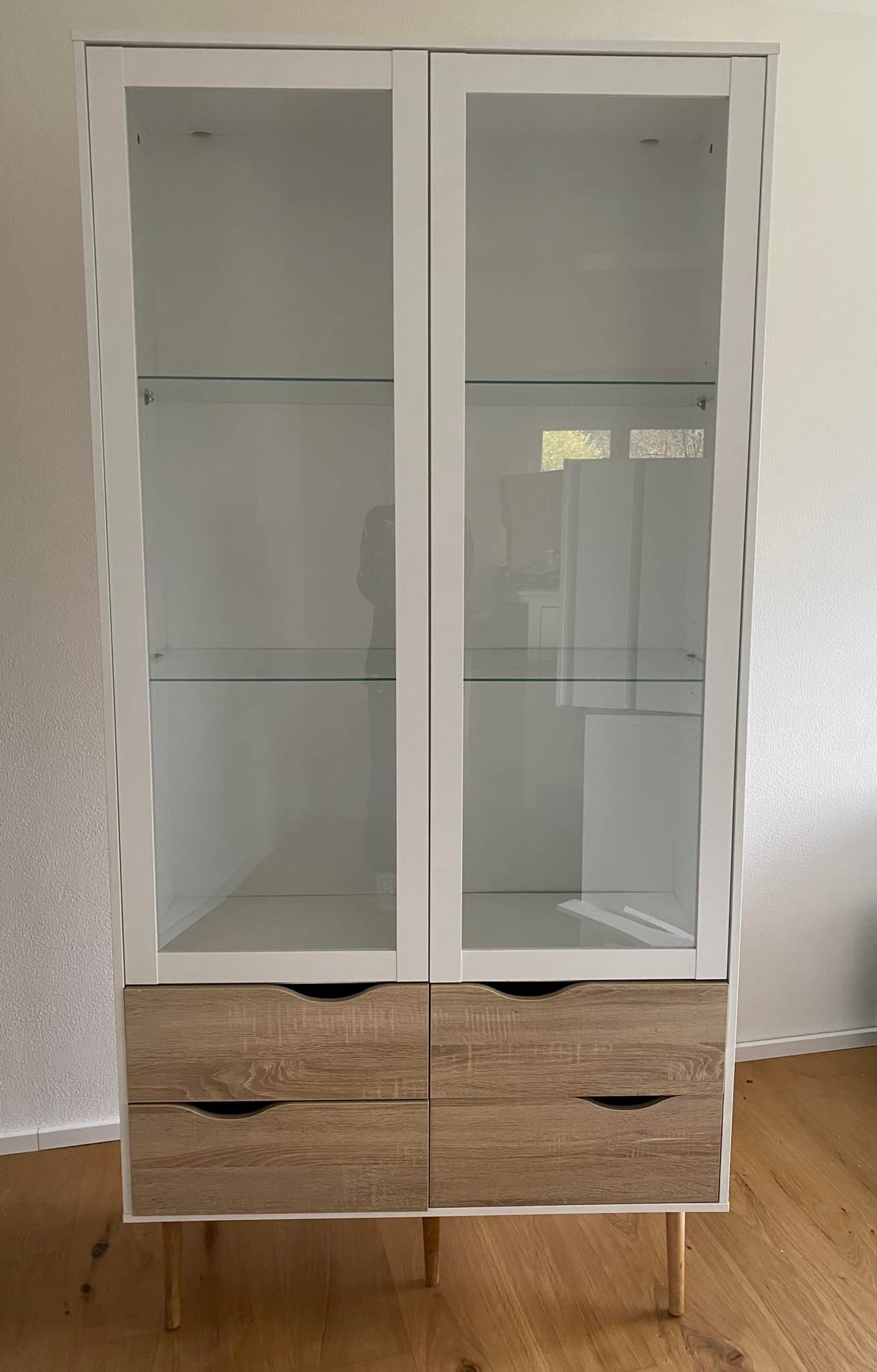 Vitrine Weiß / Eiche Hell