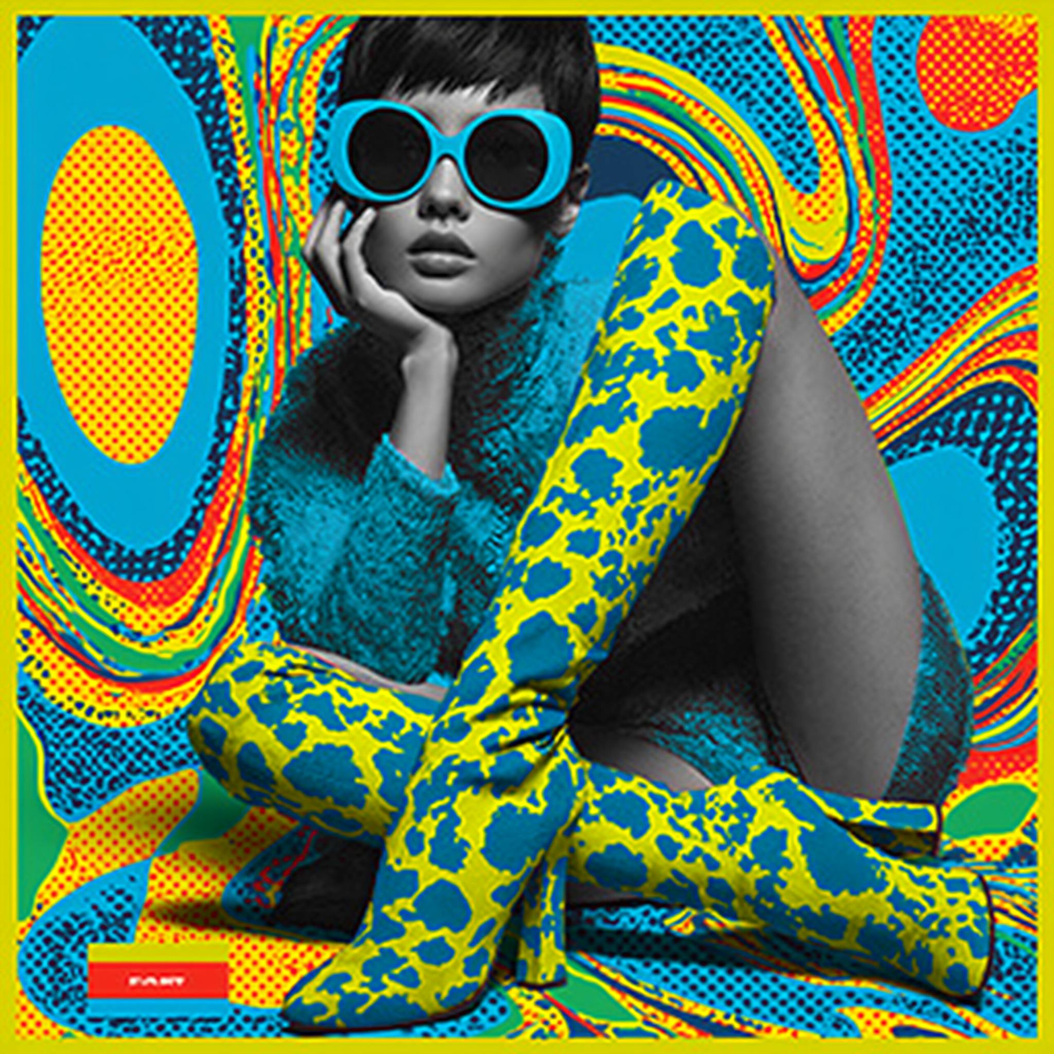Psychedelic 1960s mod woman portrait art
