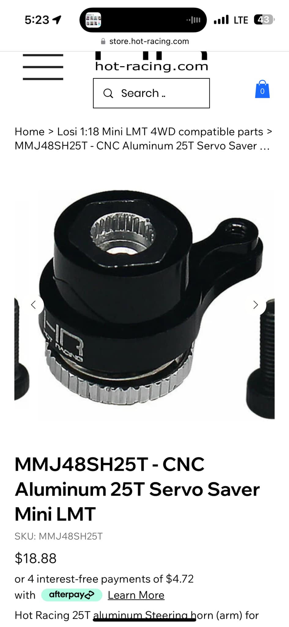Servo Saver Complet 25T Pour Losi LMT – Pièce Détachée LOS241037