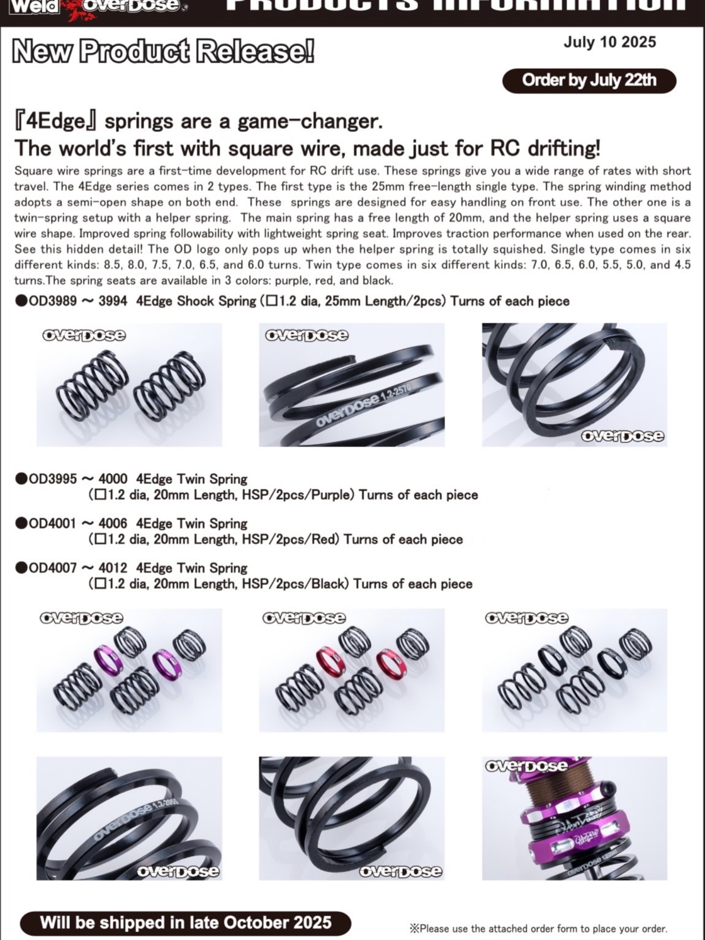 Overdose '4Edge' Series Twin Spring 20mm HSP NEW ARRIVAL