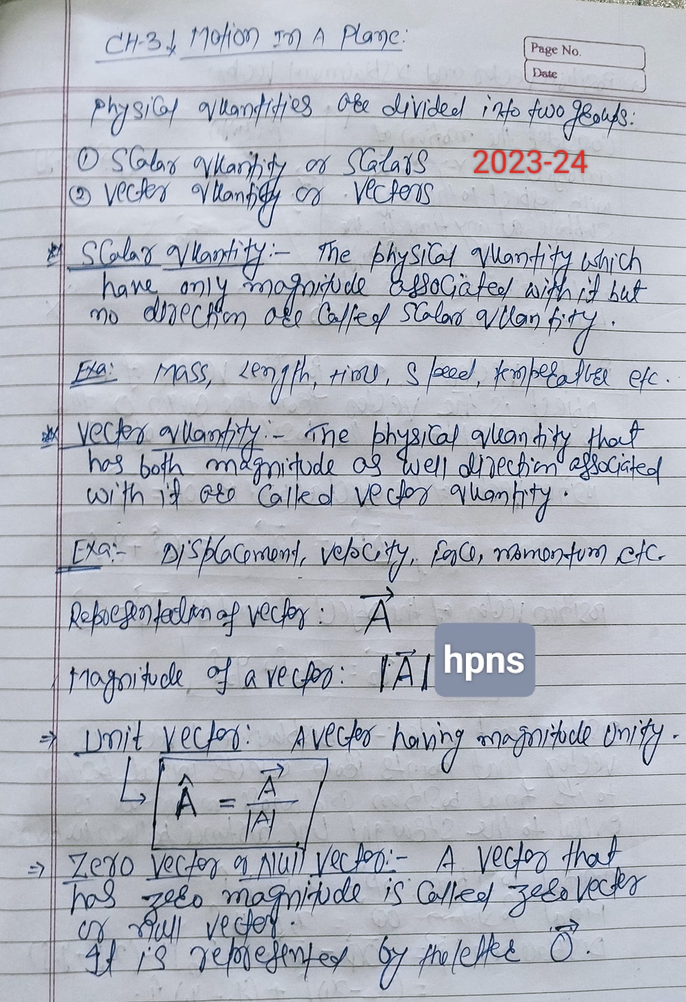 NCERT Class 11 Physics... - Handwritten Physics Notes