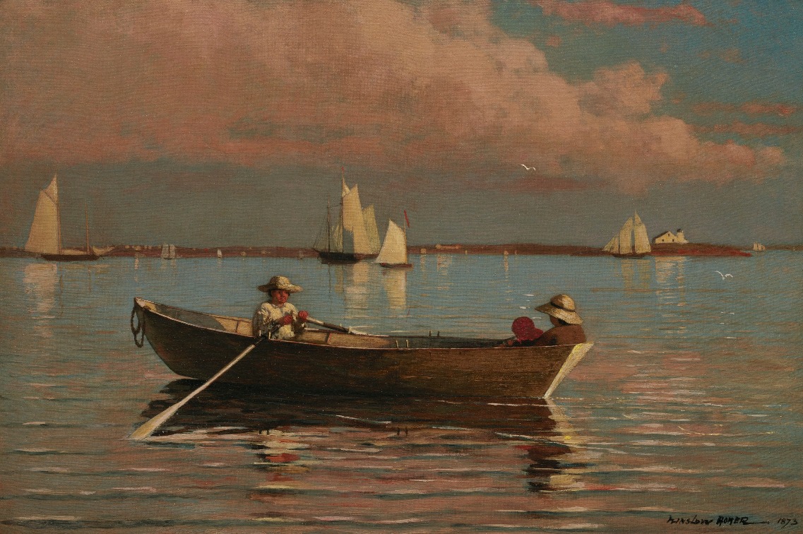 yacht in a cove gloucester 1880 by homer