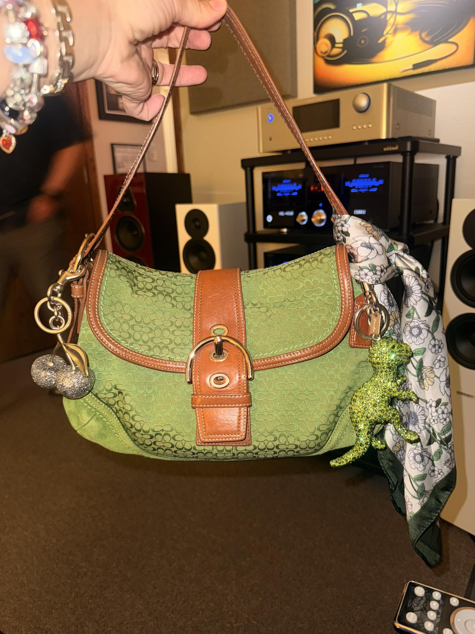 Green Coach Soho handbag with suede fix Coach Hobo Green 