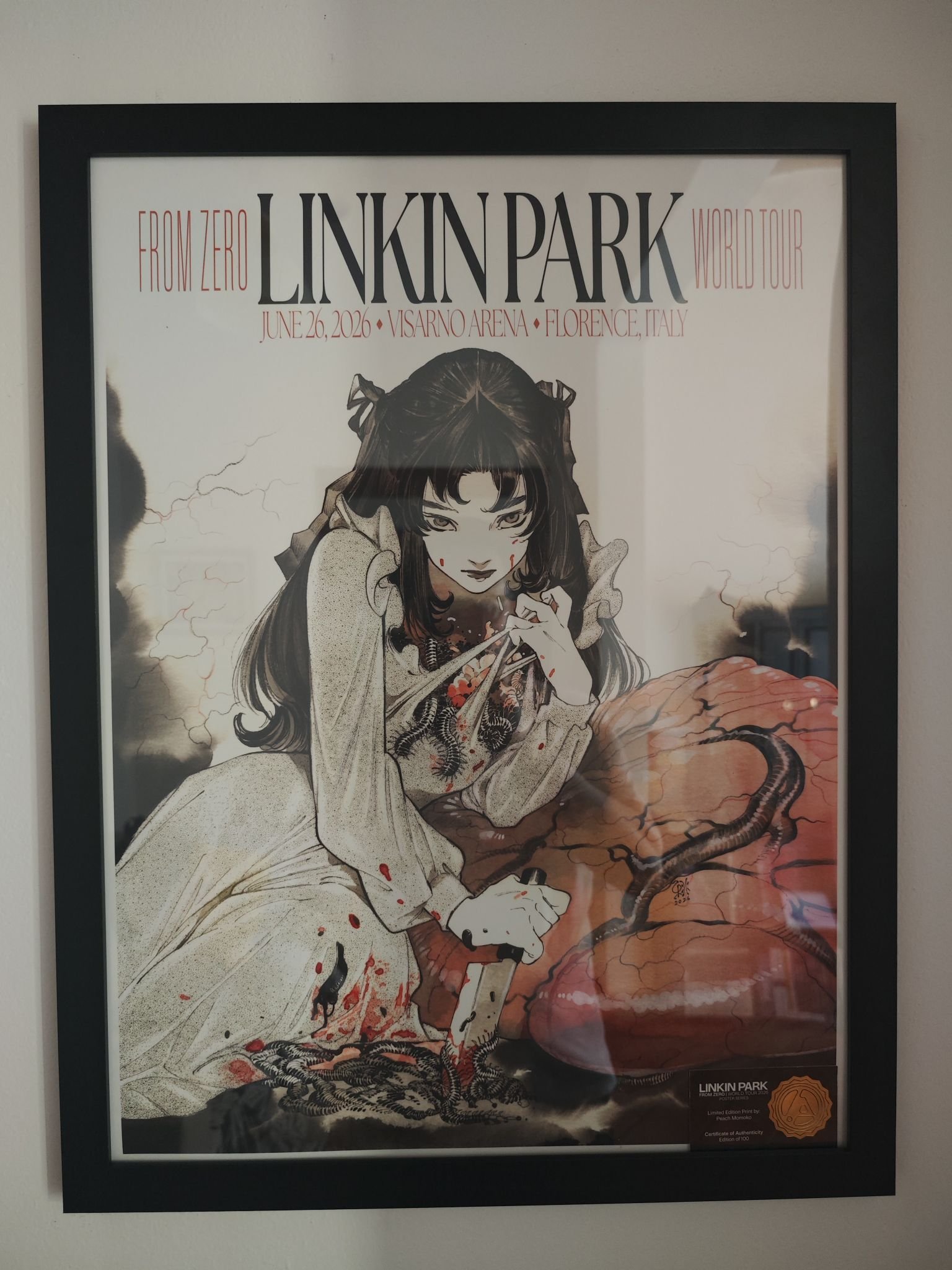 Peach Momoko signed Linkin Park FZ 2026 tour poster