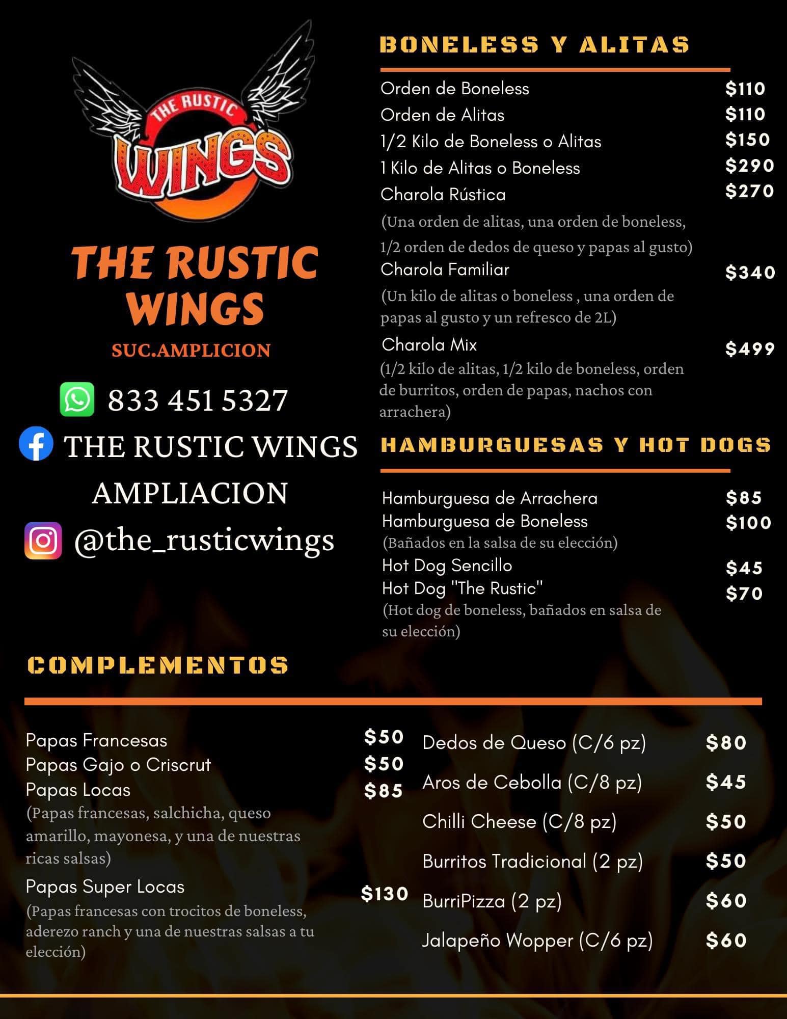 Conoce la variedad de menú... - The Rustic Wings Ampliación | Facebook