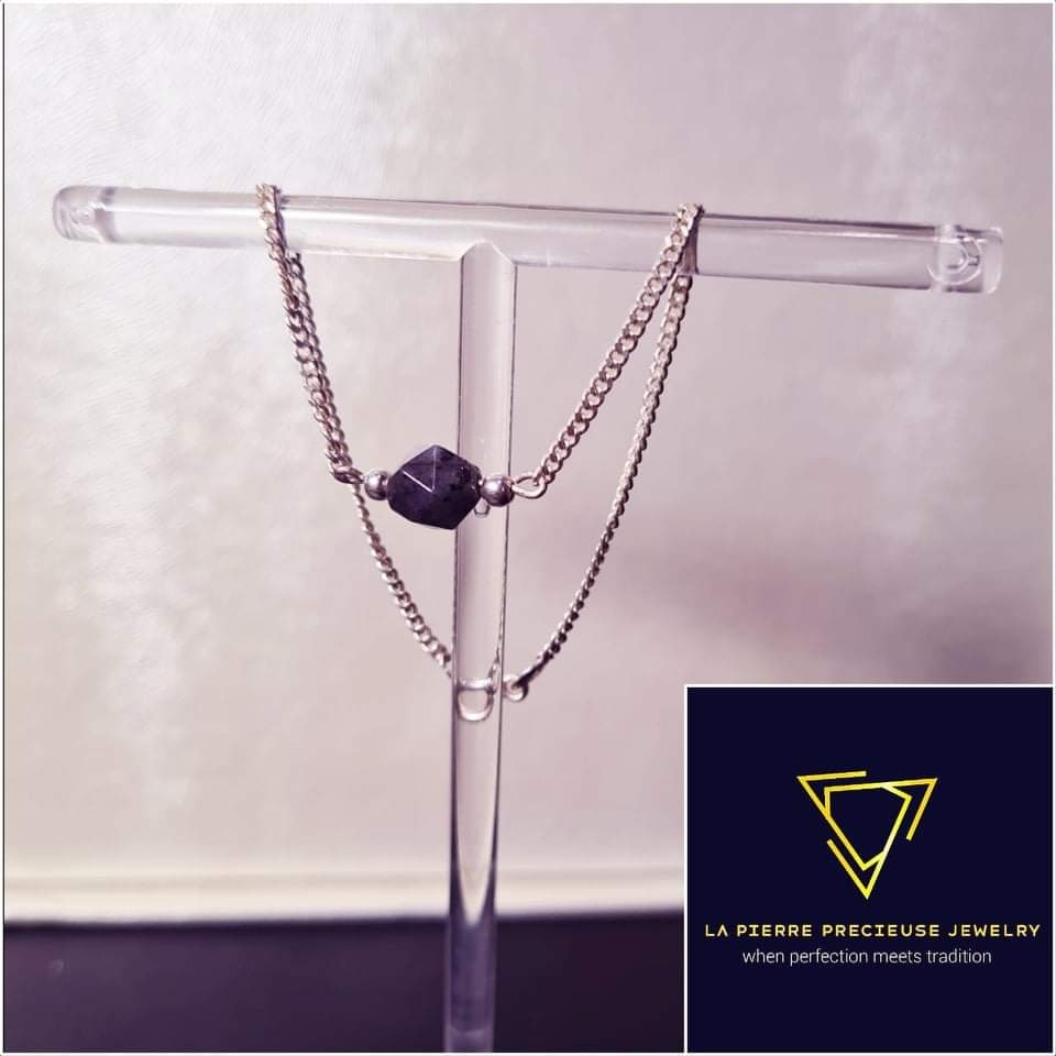 Lebensquelle Plus Chaîne à Boules Pierre Précieuse 4mm + Fermoir Argent 925 - 45cm Collier Qualité Supérieure