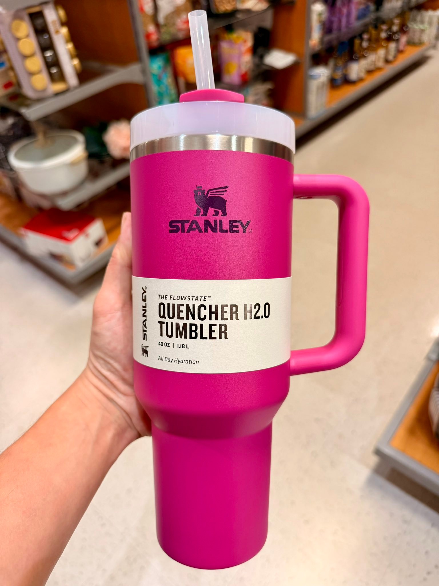 Fuchsia pink Stanley tumbler found at TJ Maxx