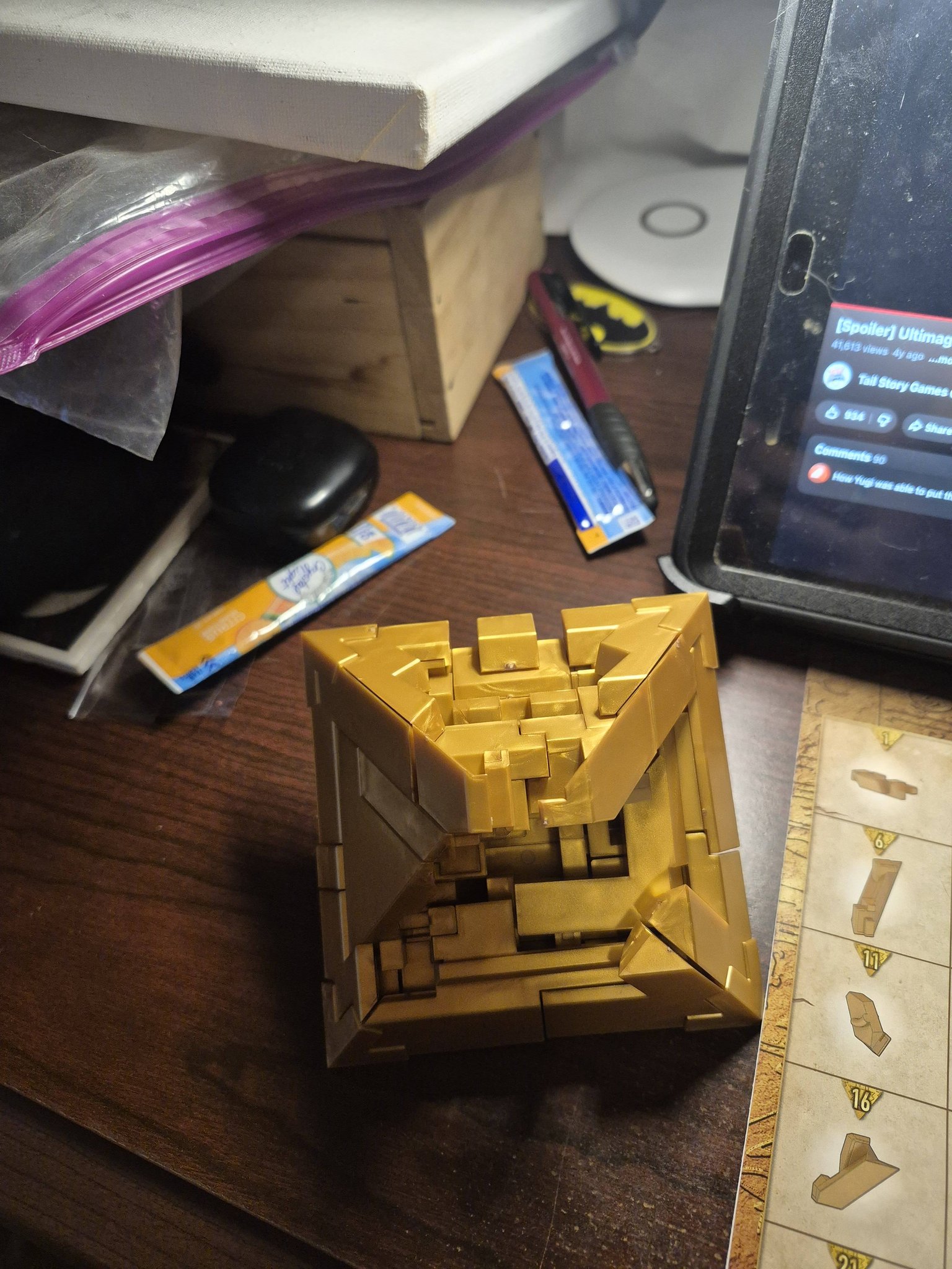 Completed Yu-Gi-Oh! Millennium Puzzle model with leather string