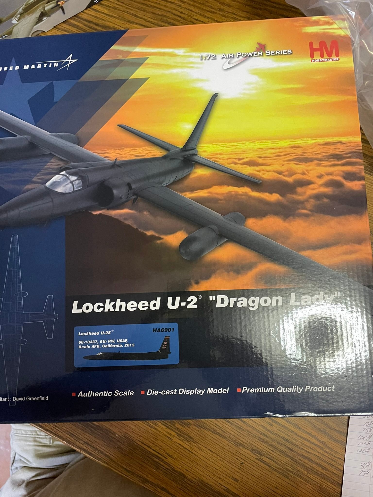 Die-cast Lockheed U-2, B-26, and F5 models for sale
